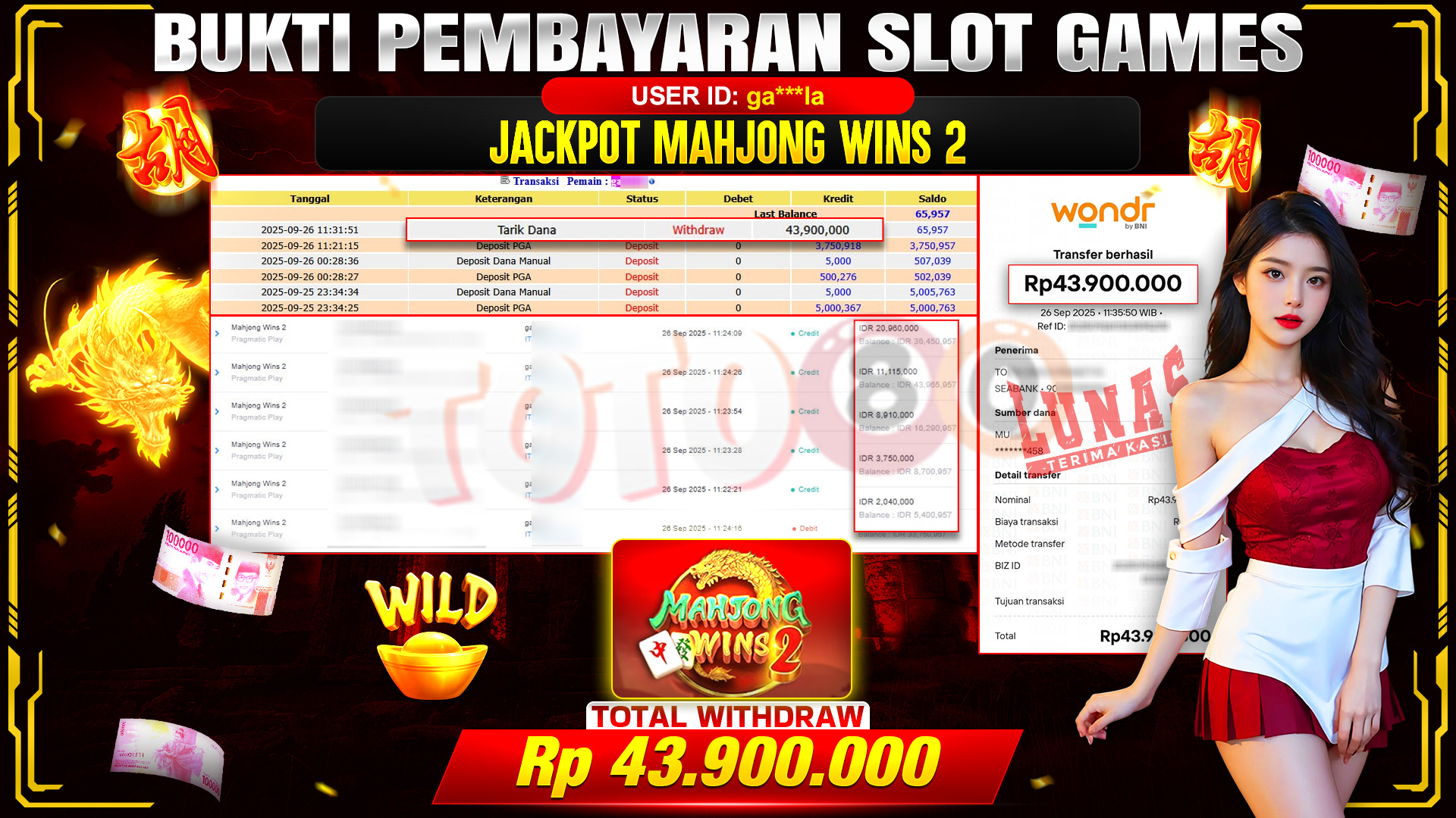 🎉 TOTO80 – JACKPOT SLOT MAHJONG WINS 2 RP.43,900,000,- TELAH DIBAYARKAN! 🎉