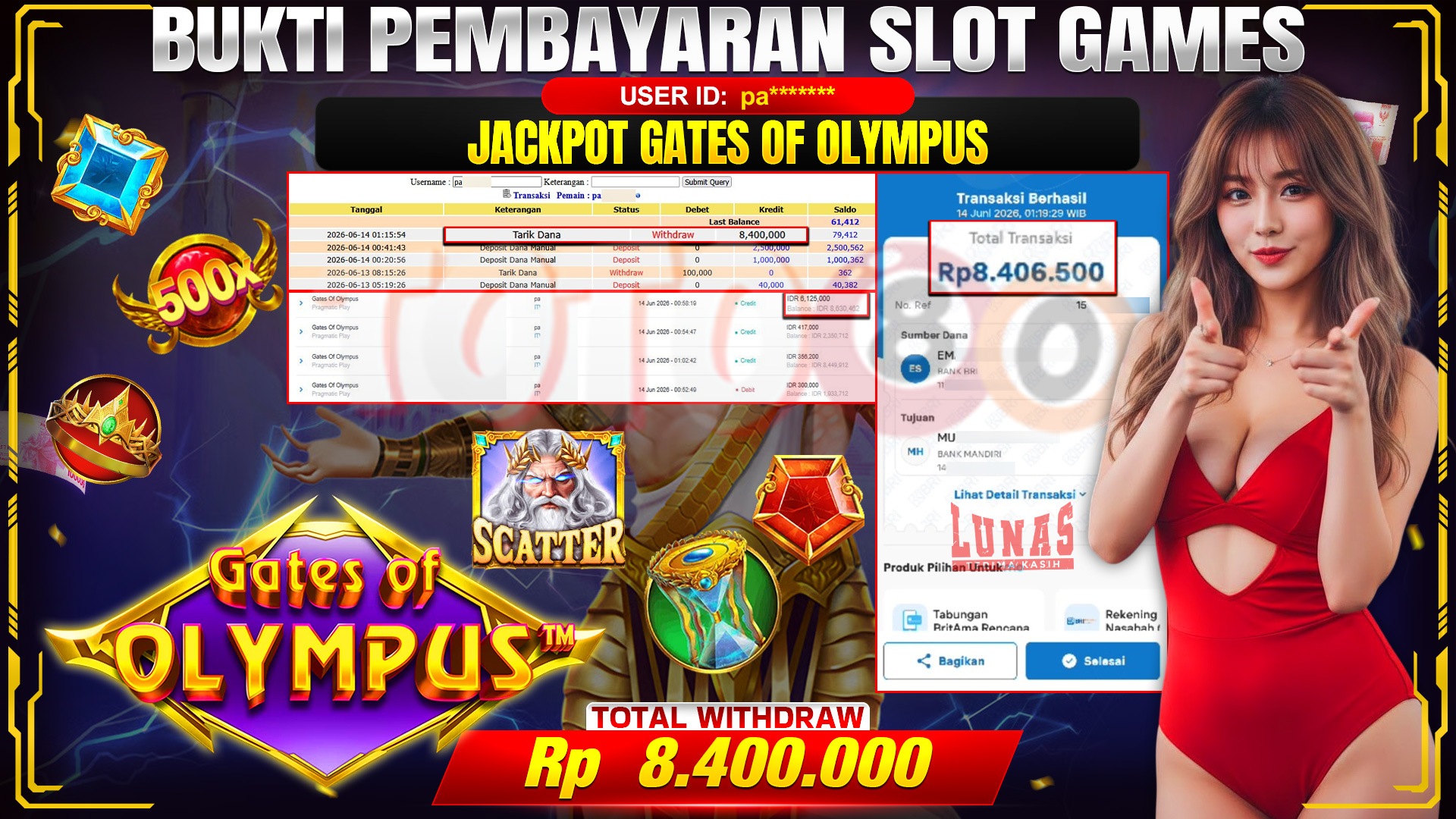 💰🎉 TOTO80 – JACKPOT SLOT GATES OF OLYMPUS   RP. 8,400,000,- TELAH DIBAYARKAN!💰🎉