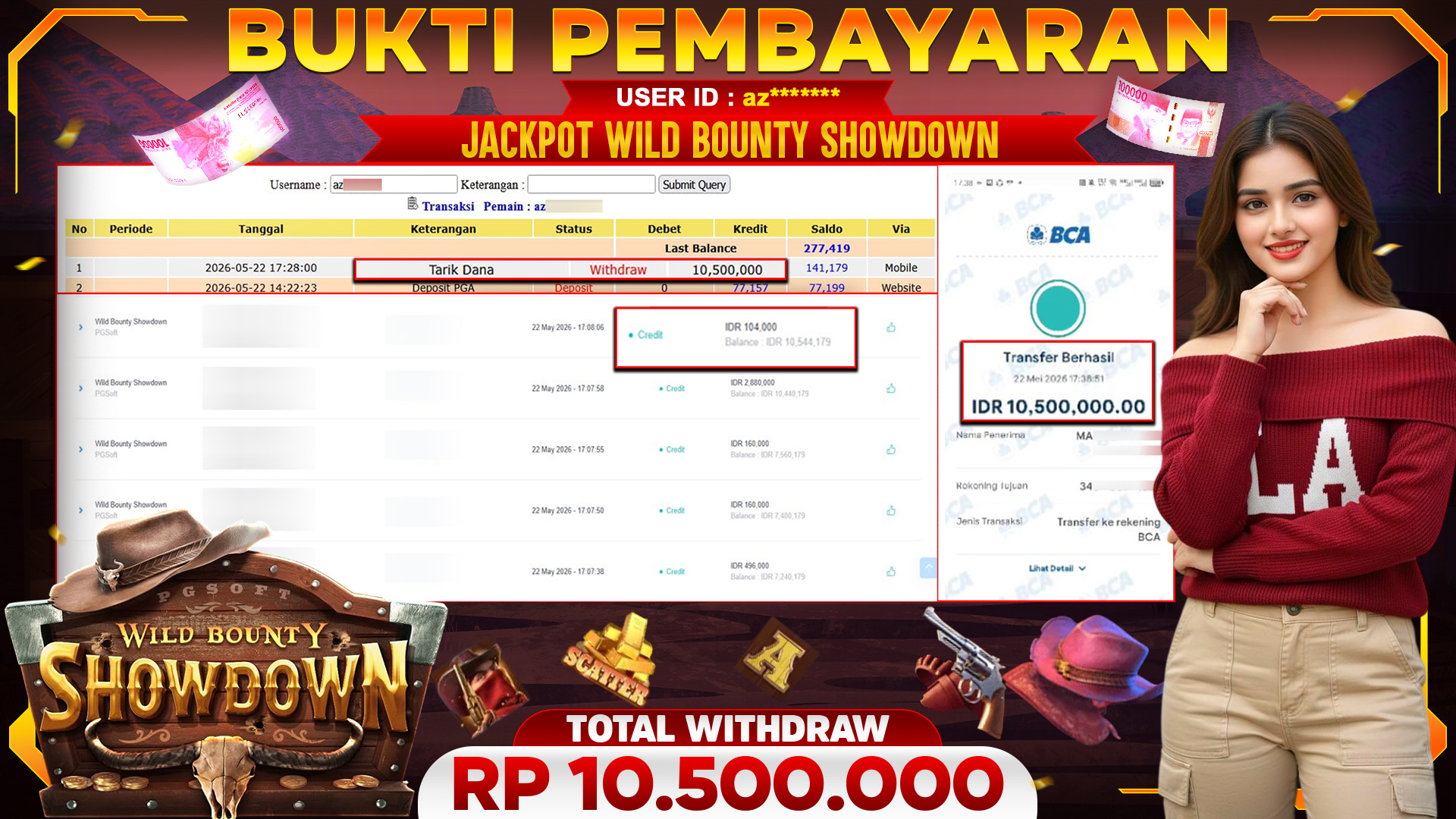🏆 SELAMAT KEPADA PEMENANG JACKPOT DI Wild Bounty Showdown - PGSoft 10,500,000🏆