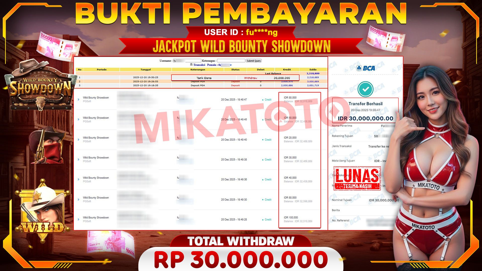 🏆 SELAMAT KEPADA PEMENANG JACKPOT DI Wild Bounty Showdown - PGSoft 30,000,000 🏆