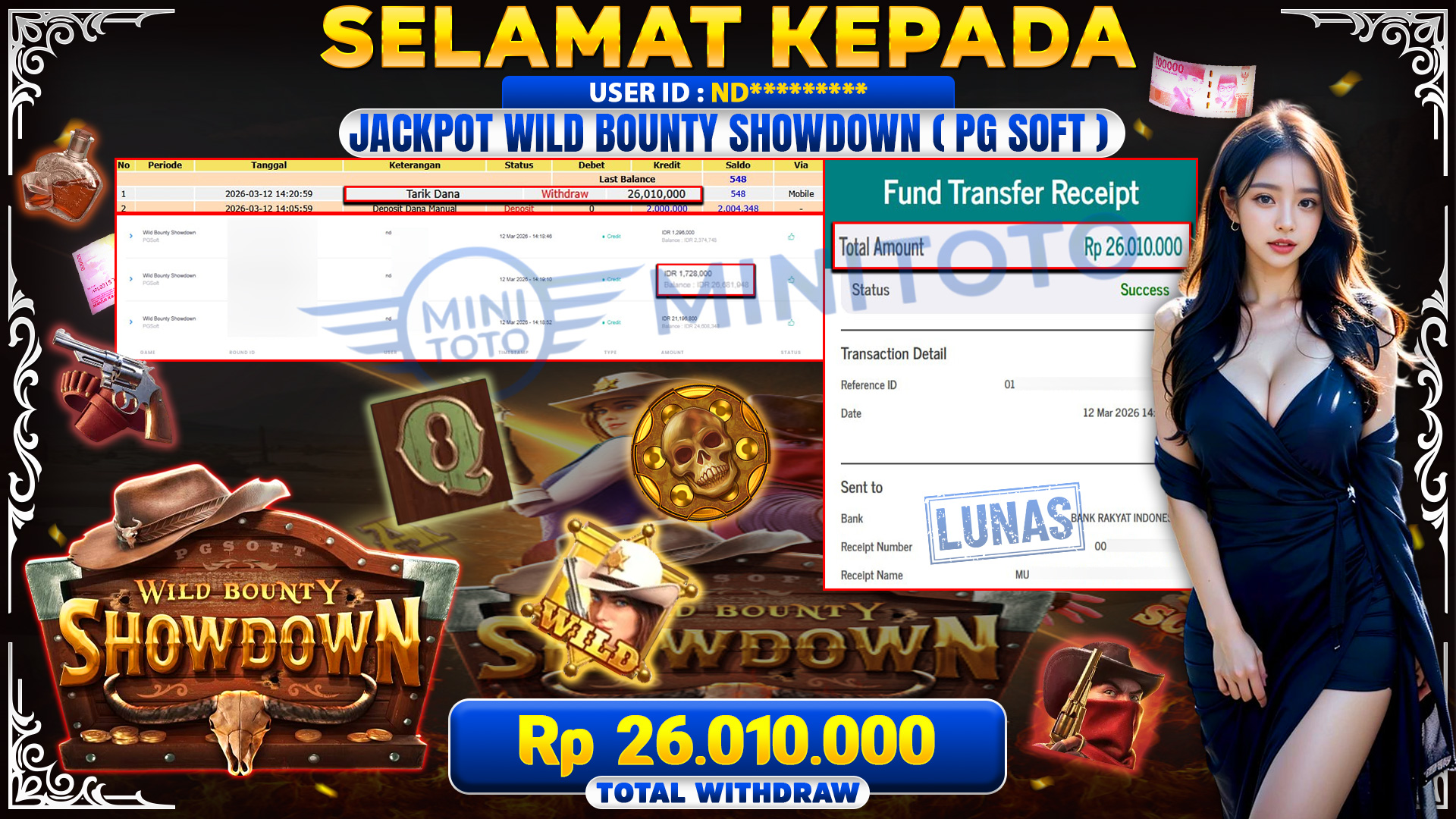 BUKTI JACPOT Wild Bounty Showdown - PG SOFT