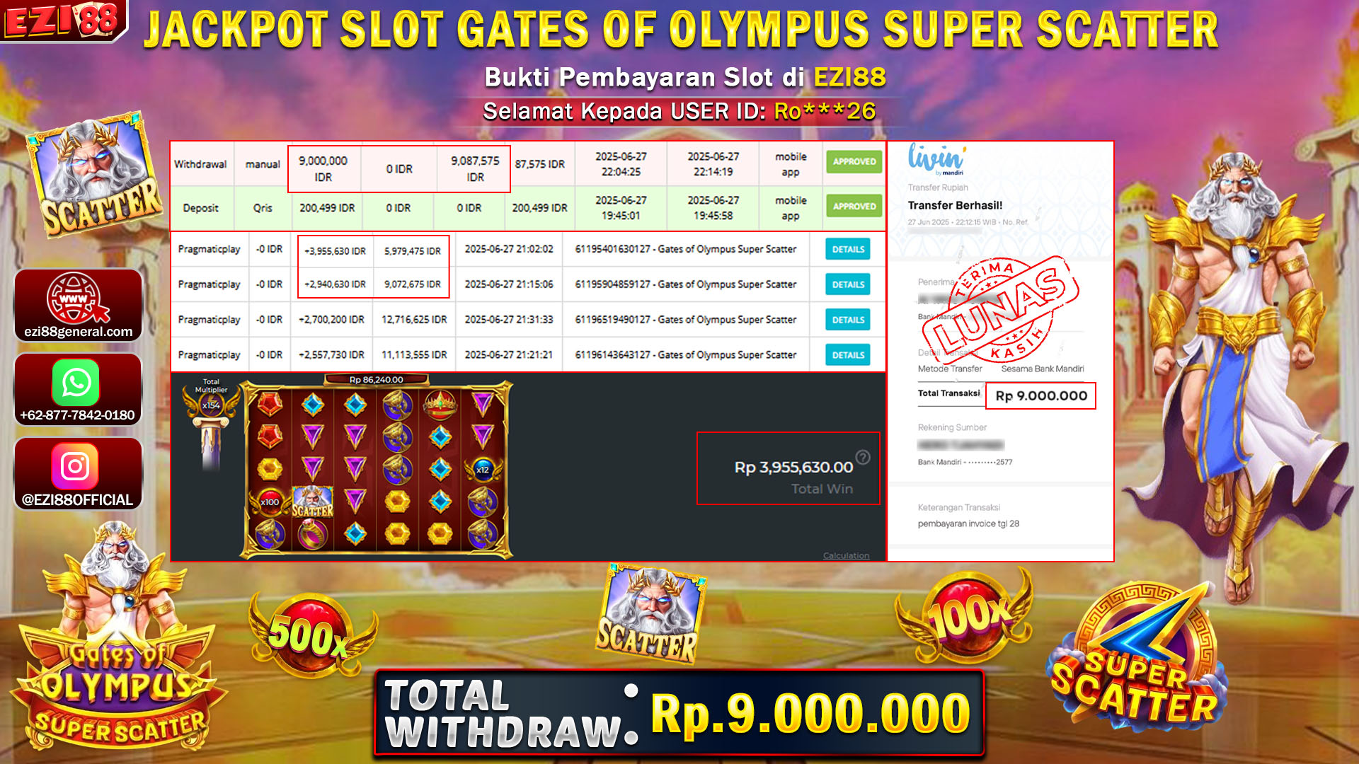 JACKPOT SLOT GATES OF OLYMPUS SUPER SCATTER