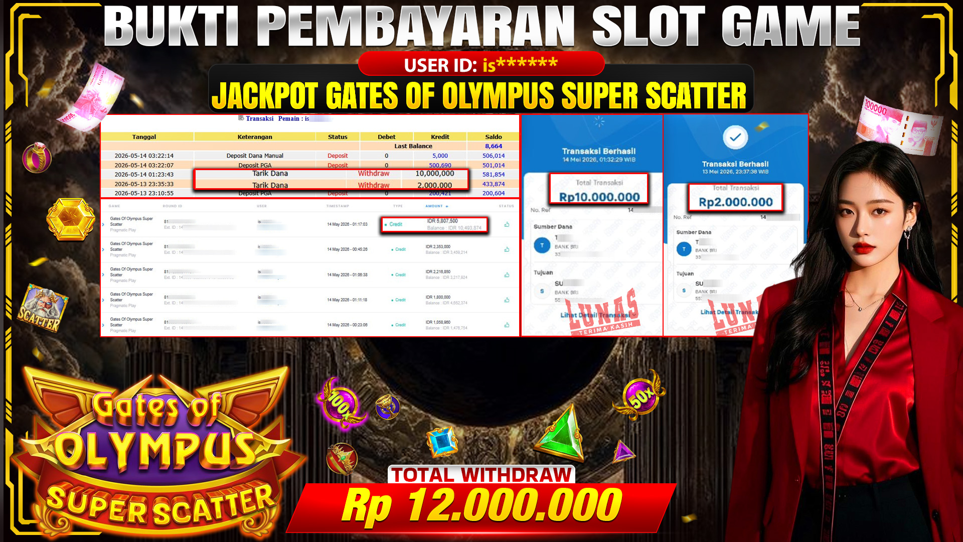 💰🎉 TOTO80 – JACKPOT SLOT GATES OF OLIMPUS SUPER SCATTER  RP. 12,000,000,- TELAH DIBAYARKAN!💰🎉