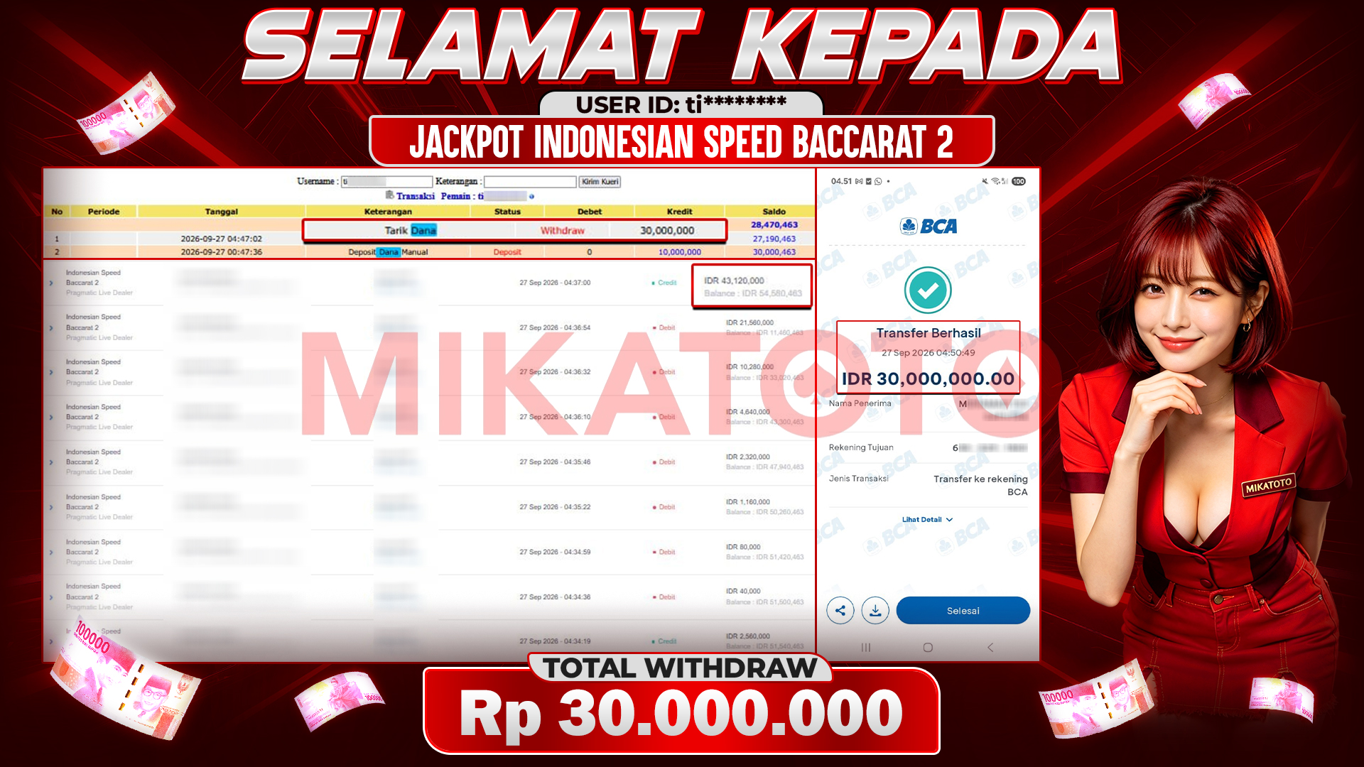 🏆 SELAMAT KEPADA PEMENANG JACKPOT DI Indonesian Speed Baccarat 2 - Pragmatic Live Dealer 30,000,000 🏆