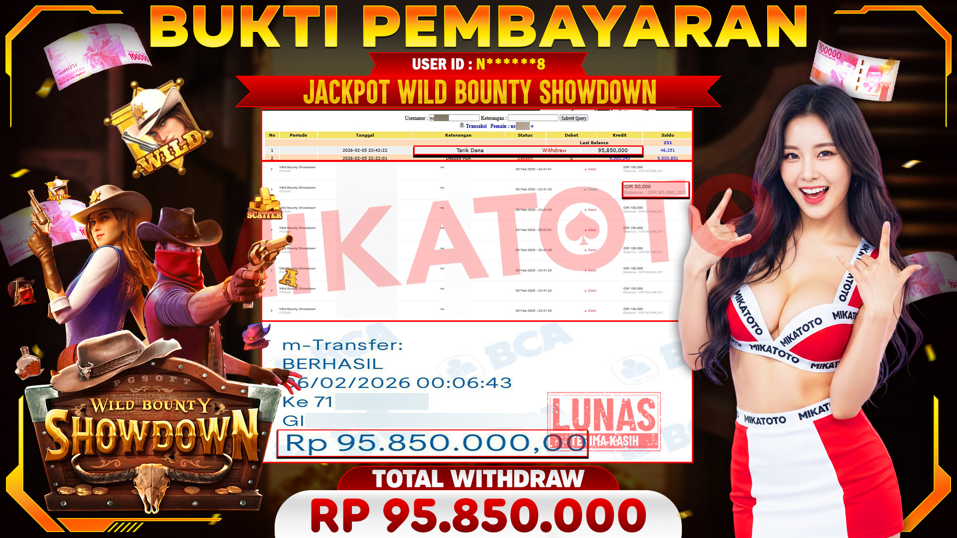 🏆 SELAMAT KEPADA PEMENANG JACKPOT DI Wild Bounty Showdown - PGSoft 95,850,000🏆