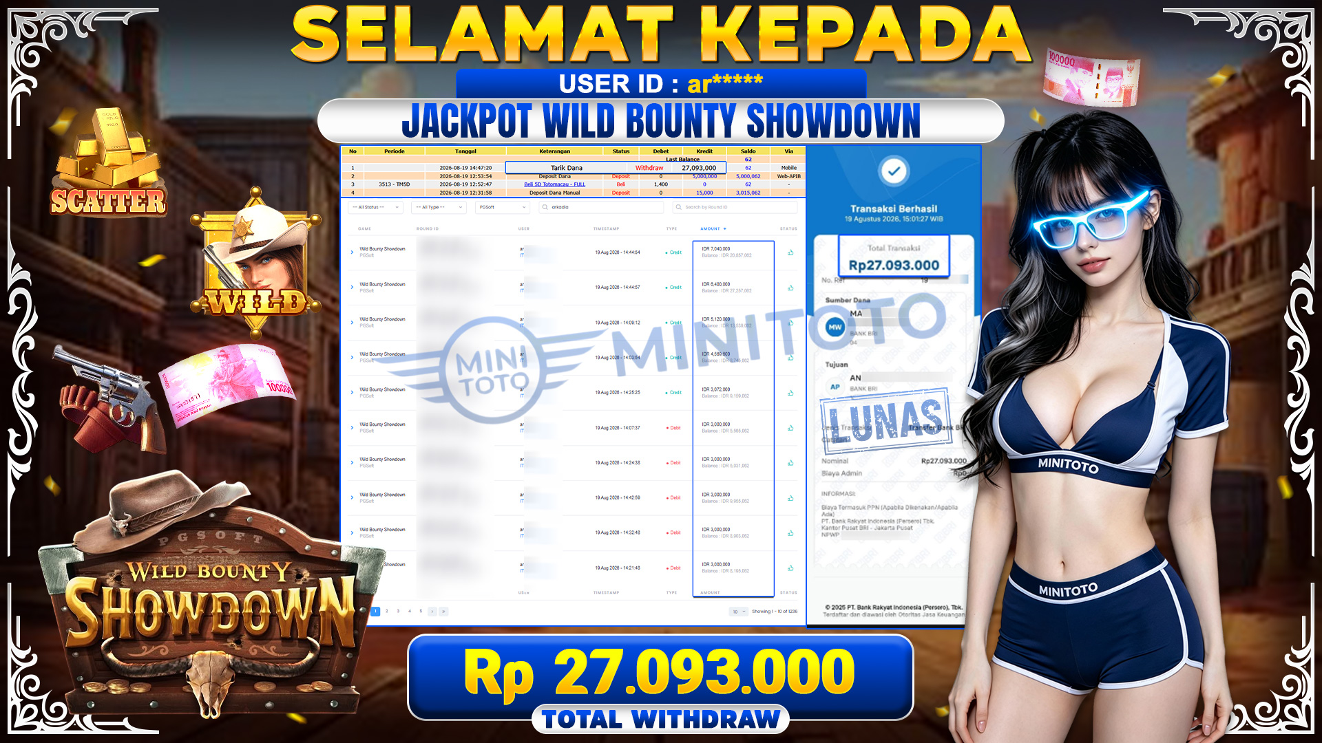 BUKTI JACKPOT WILD BOUNTY SHOWDOWN - PG SOFT 