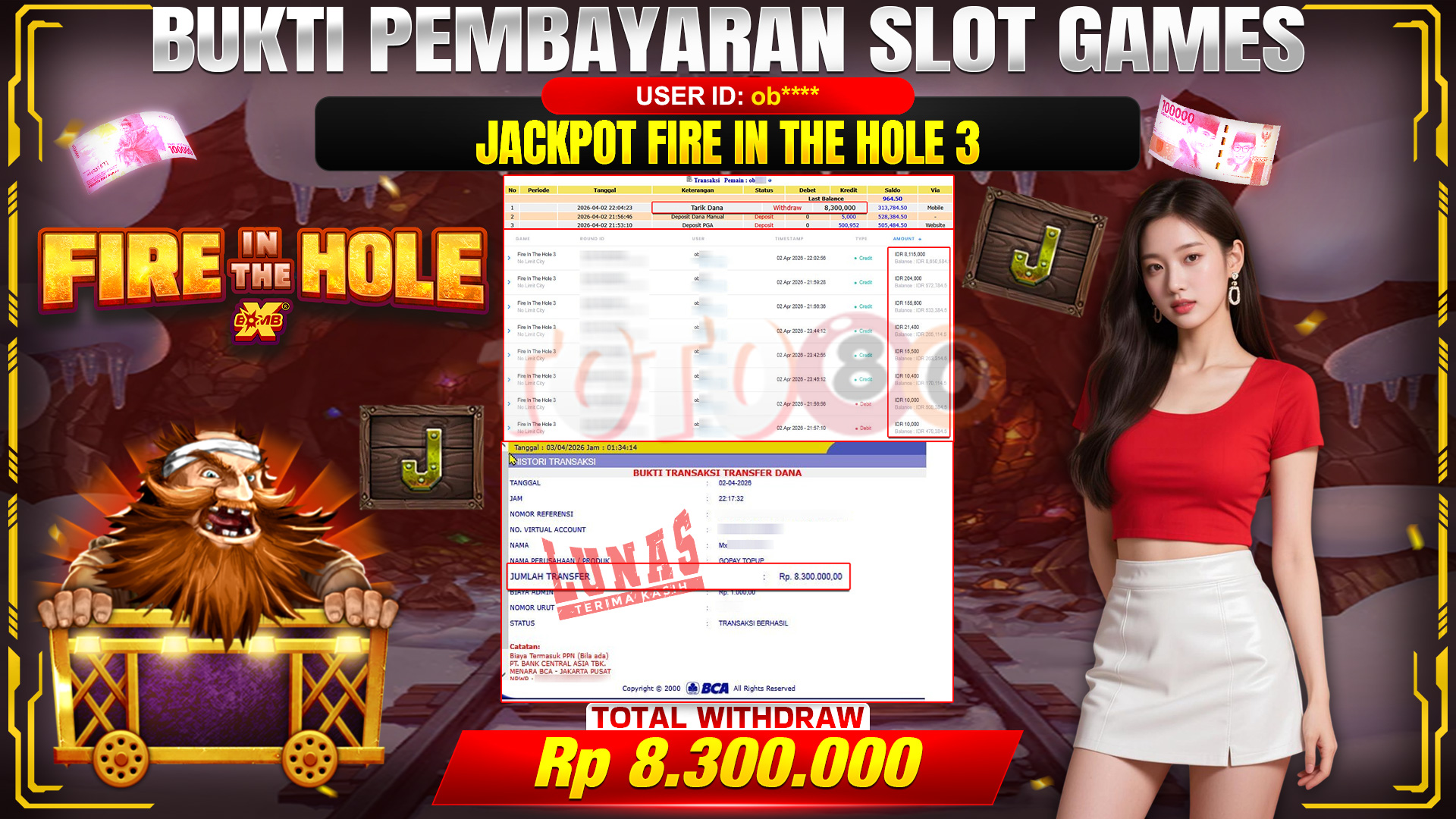💰🎉 TOTO80 – JACKPOT SLOT FIRE IN THE HOLE 3  RP. 8,300,000,- TELAH DIBAYARKAN! 💰🎉