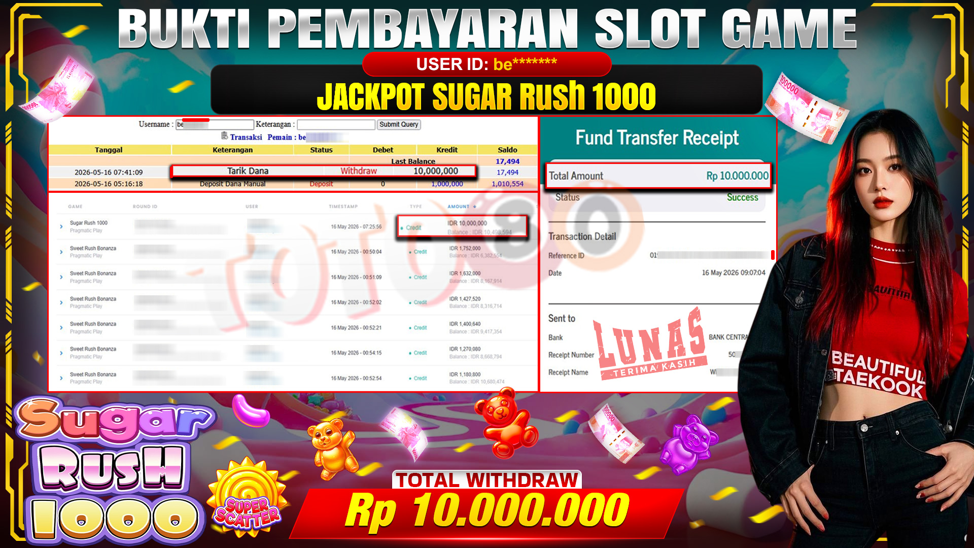💰🎉 TOTO80 – JACKPOT SLOT SUGAR RUSH 1000 RP. 10,000,000,- TELAH DIBAYARKAN!💰🎉
