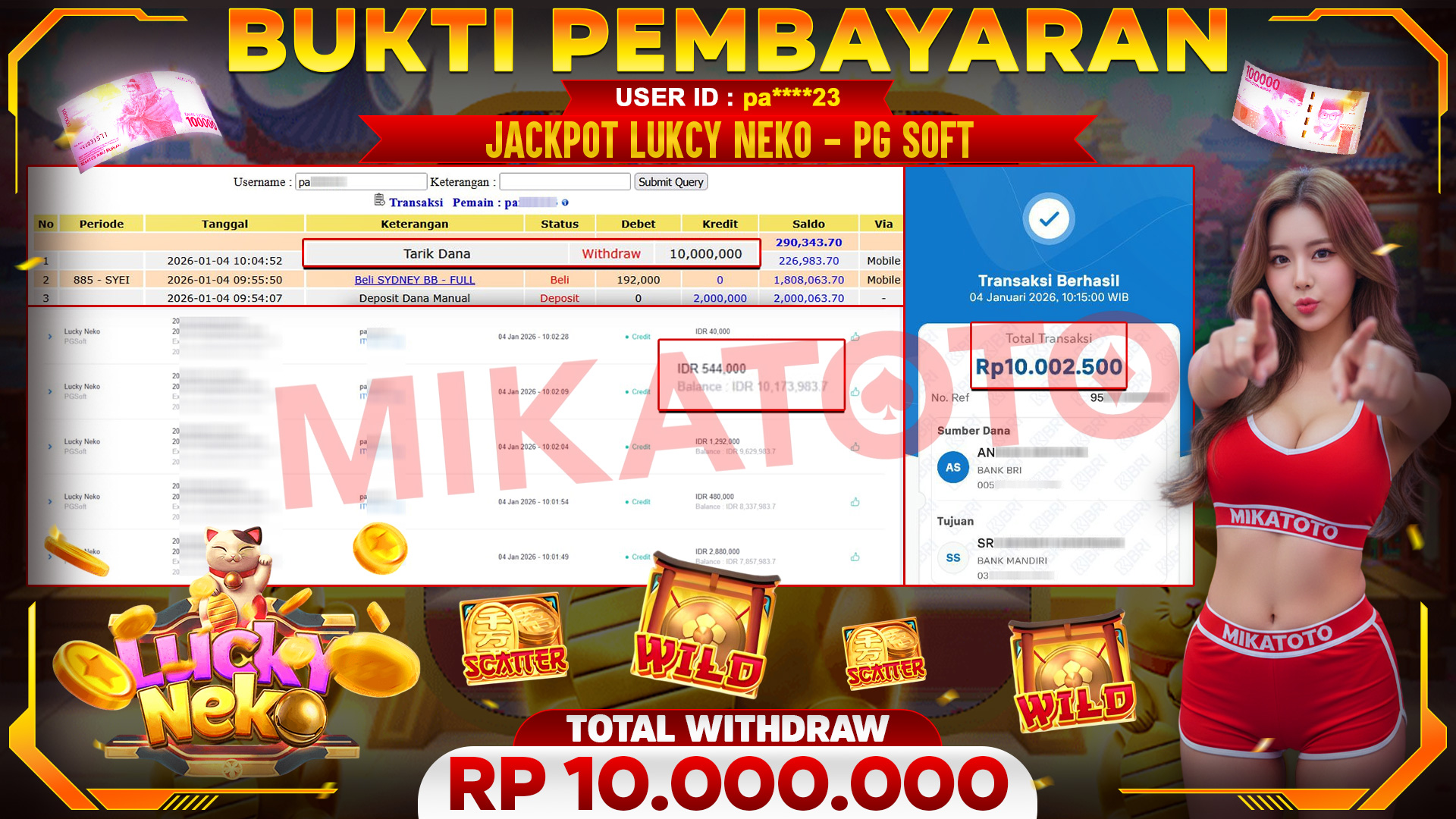 🏆 SELAMAT KEPADA PEMENANG JACKPOT DI Lucky Neko - PGSoft 10,000,000🏆