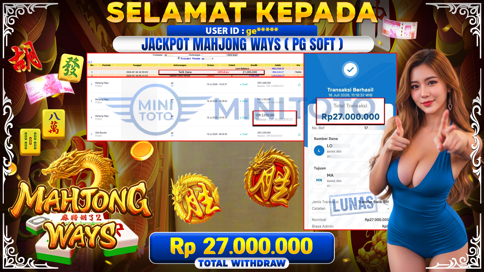 BUKTI JACKPOT MAHJONG WAYS  - PG SOFT