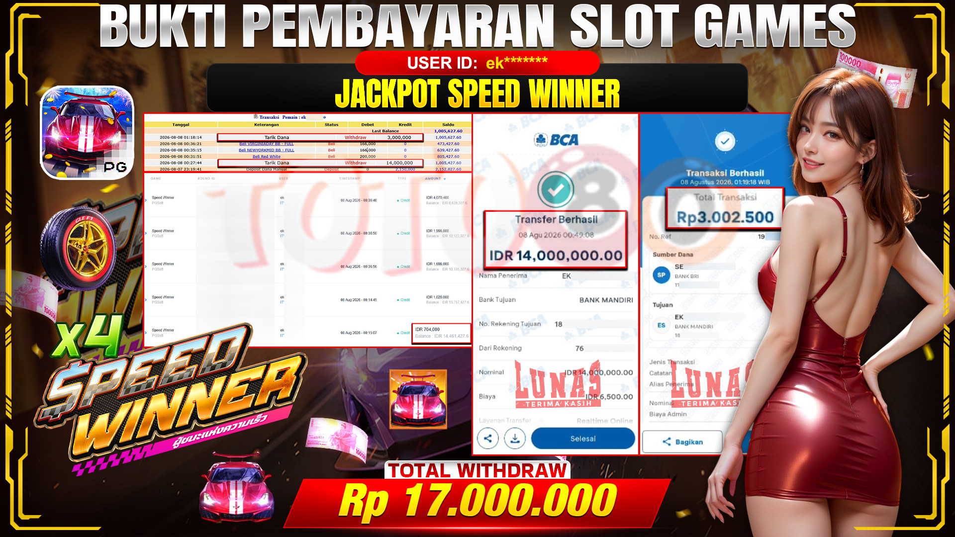 🎉💰 TOTO80 – JACKPOT SLOT SPEED WINNER RP. 17,000,000,- TELAH DIBAYARKAN! 🎉💰