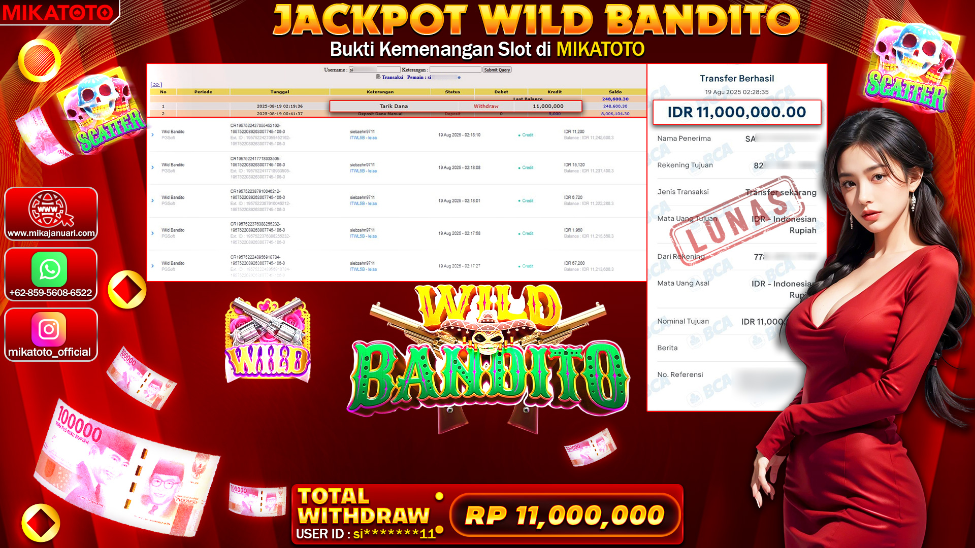 🏆 SELAMAT KEPADA PEMENANG JACKPOT DI Wild Bandito 11,000,000🏆