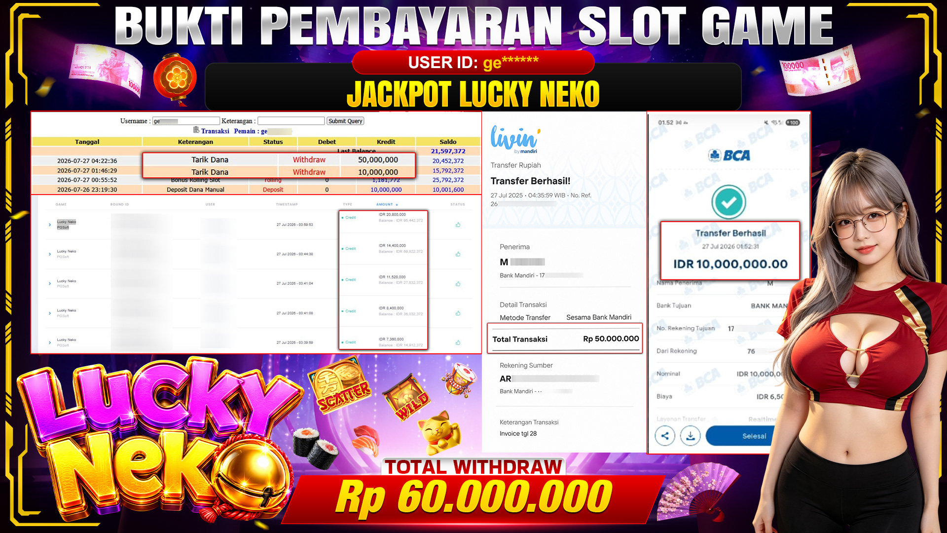💰🎉  TOTO80 – JACKPOT SLOT LUCKY NEKO RP. 60,000,000,- TELAH DIBAYARKAN! 💰🎉 