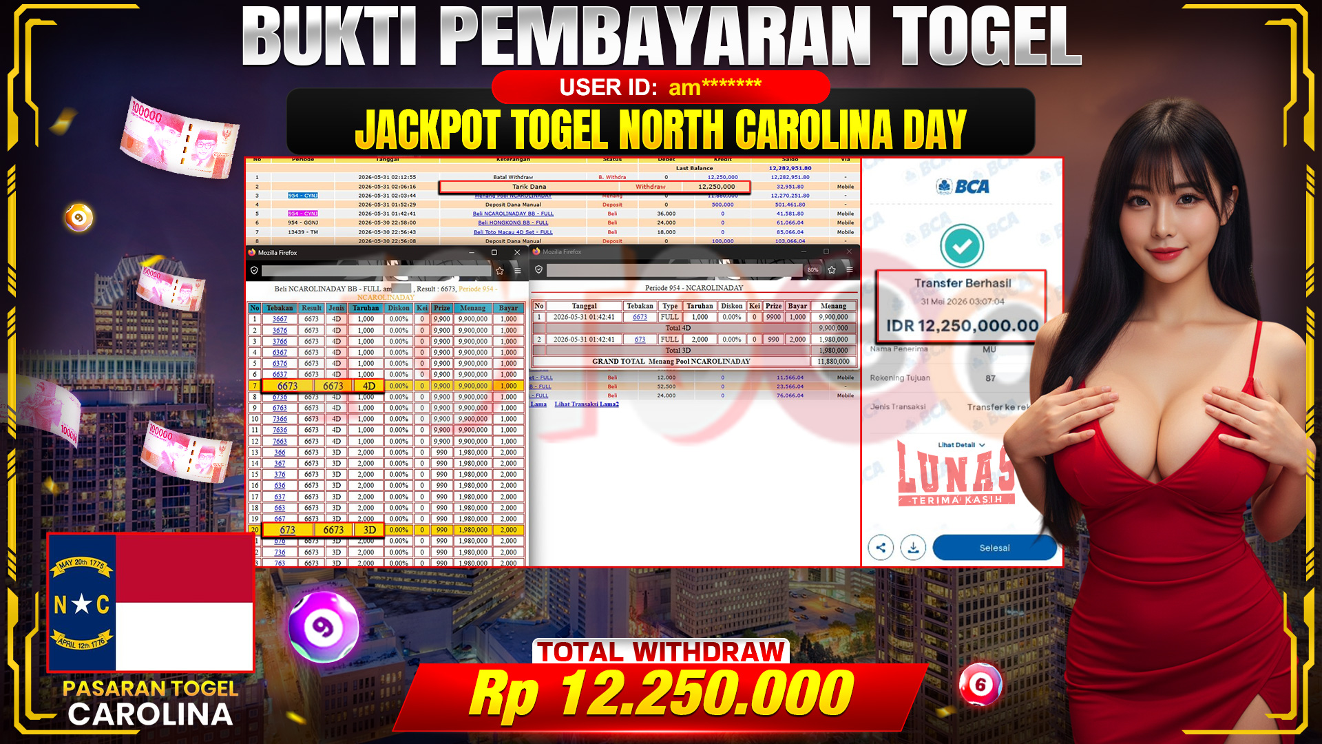 💰🎉 TOTO80 – JACKPOT NORTH CAROLINA DAY POOLS RP. 12,250,000,- TELAH DIBAYARKAN! 💰🎉