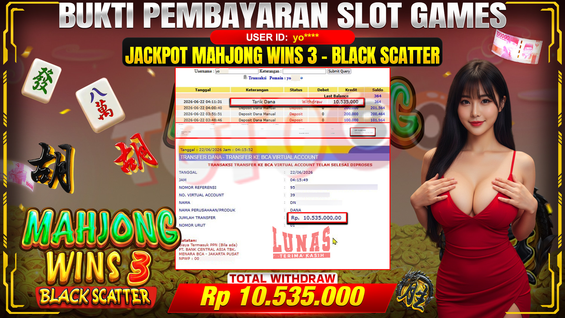 💰🎉 TOTO80 – JACKPOT SLOT MAHJONG WINS 3 - BLACK SCATTER RP. 10,535,000,- TELAH DIBAYARKAN!💰🎉