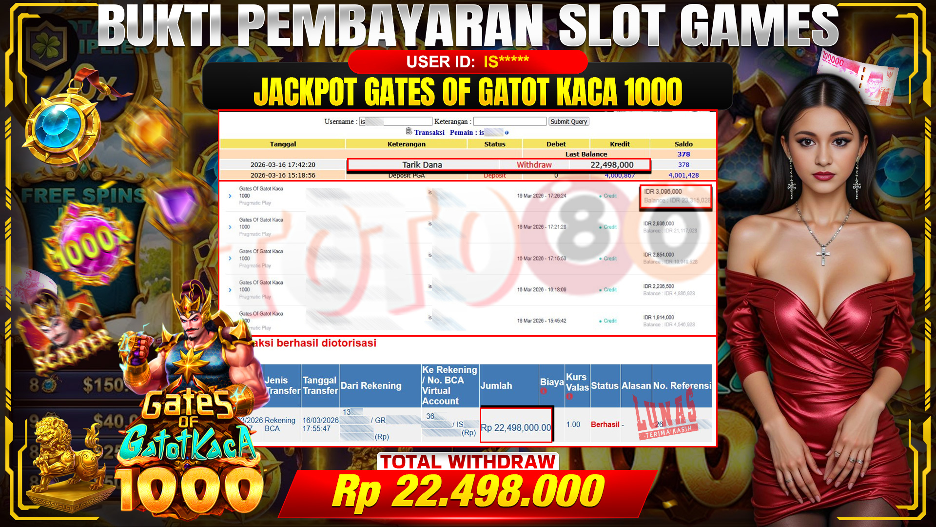 🎉💰 TOTO80 – JACKPOT SLOT GATES OF GATOT KACA 1000 RP. 22,498,000,- TELAH DIBAYARKAN! 🎉💰