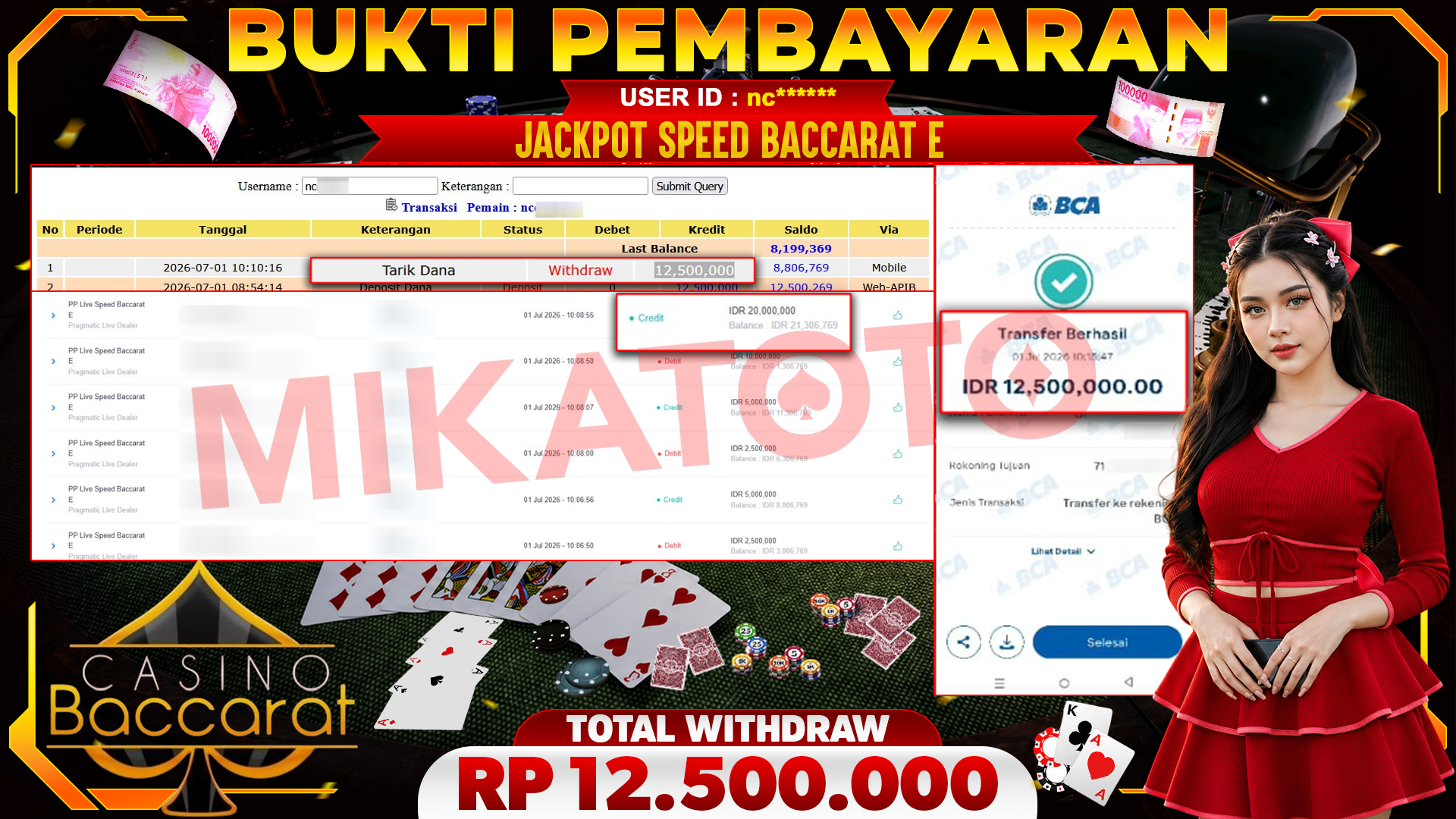 🏆 SELAMAT KEPADA PEMENANG JACKPOT DI PP Live Speed Baccarat E - Pragmatic Live Dealer 12,500,000🏆