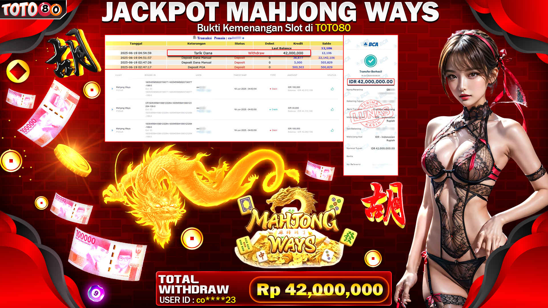 🎉 TOTO80 – JACKPOT MAHJONG WAYS RP.42,000,000,- TELAH DIBAYARKAN!🎉