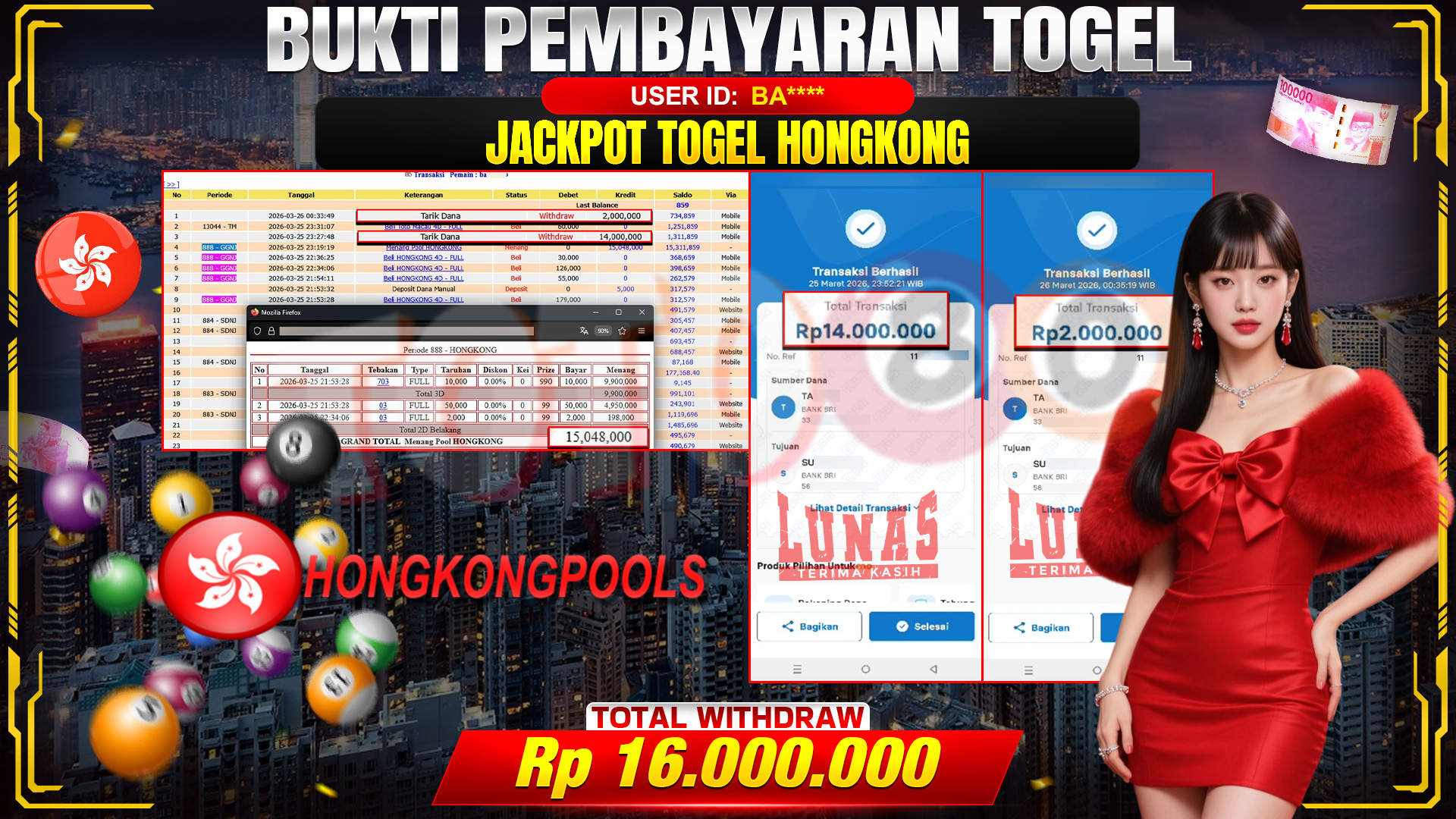 💰🎉 TOTO80 – JACKPOT POOL HONGKONG RP. 16,000,000,- TELAH DIBAYARKAN! 💰🎉