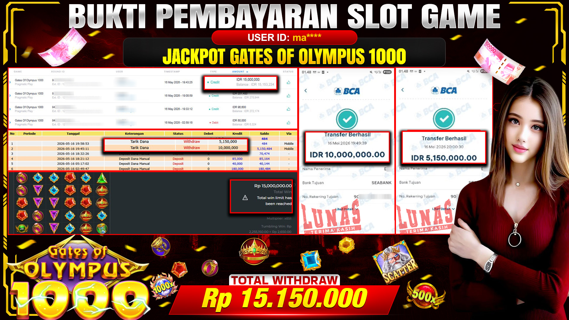 💰🎉 TOTO80 – JACKPOT SLOT GATES OF OLIMPUS 1000  RP. 15,150,000,- TELAH DIBAYARKAN!💰🎉