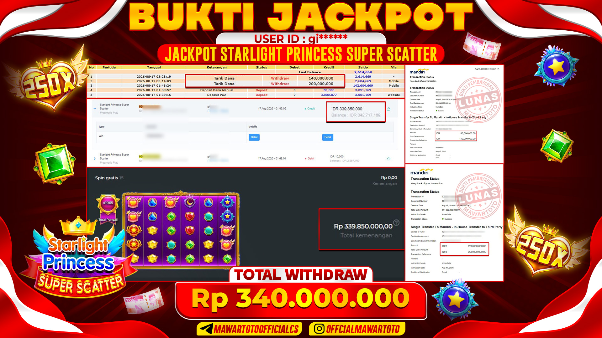 JACKPOT STARLIGHT PRINCESS SUPER SCATTER