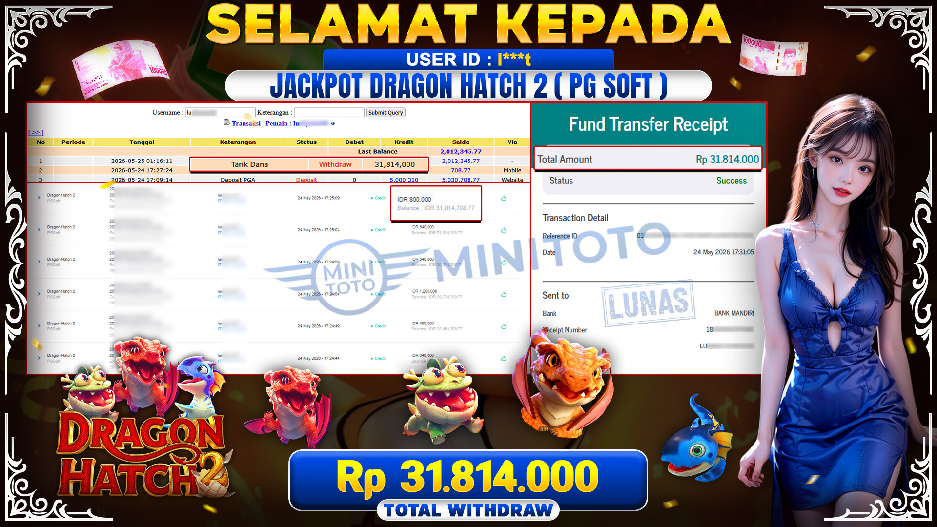 BUKTI JACKPOT DRAGON HATCH 2 - PG SOFT