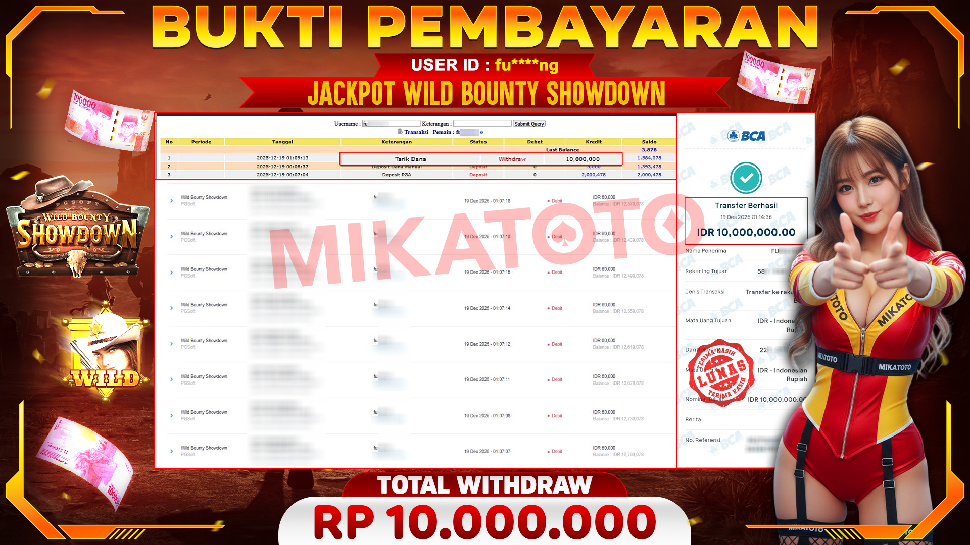 🏆 SELAMAT KEPADA PEMENANG JACKPOT DI Wild Bounty Showdown - PGSoft 10,000,000 🏆