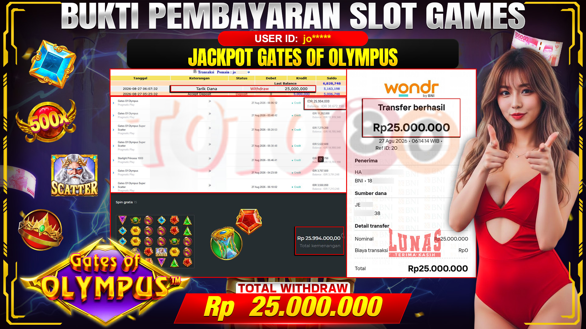 💰🎉 TOTO80 – JACKPOT SLOT GATES OF OLYMPUS  RP. 25,000,000,-  TELAH DIBAYARKAN!💰🎉