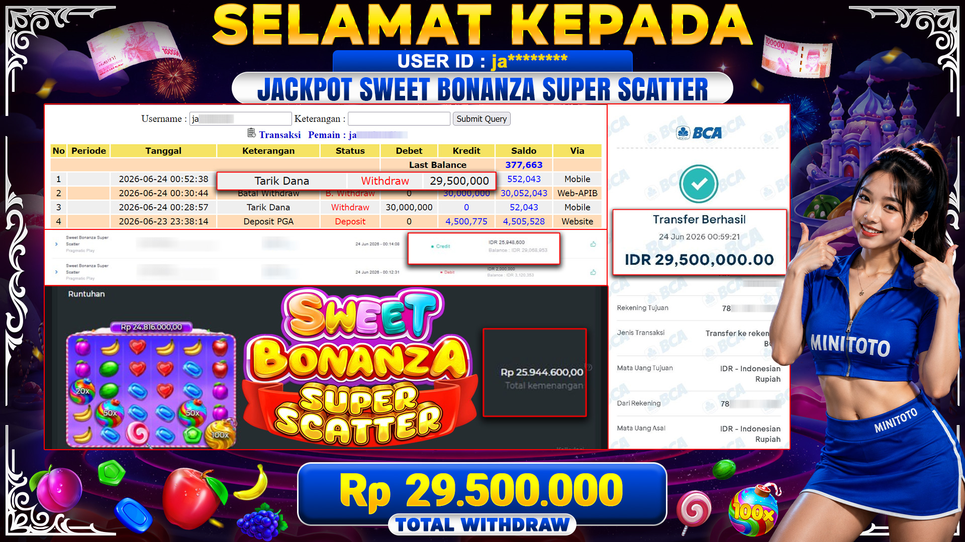 BUKTI JACKPOT Sweet Bonanza Super Scatter  - Pragmatic Play