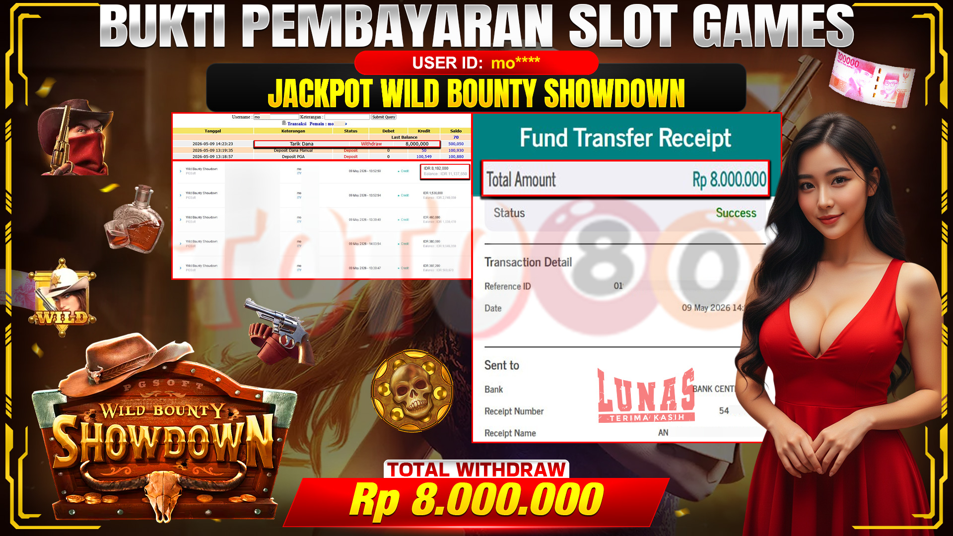 💰🎉  TOTO80 – JACKPOT SLOT WILD BOUNTY SHOWDOWN RP. 8,000,000,- TELAH DIBAYARKAN! 💰🎉 