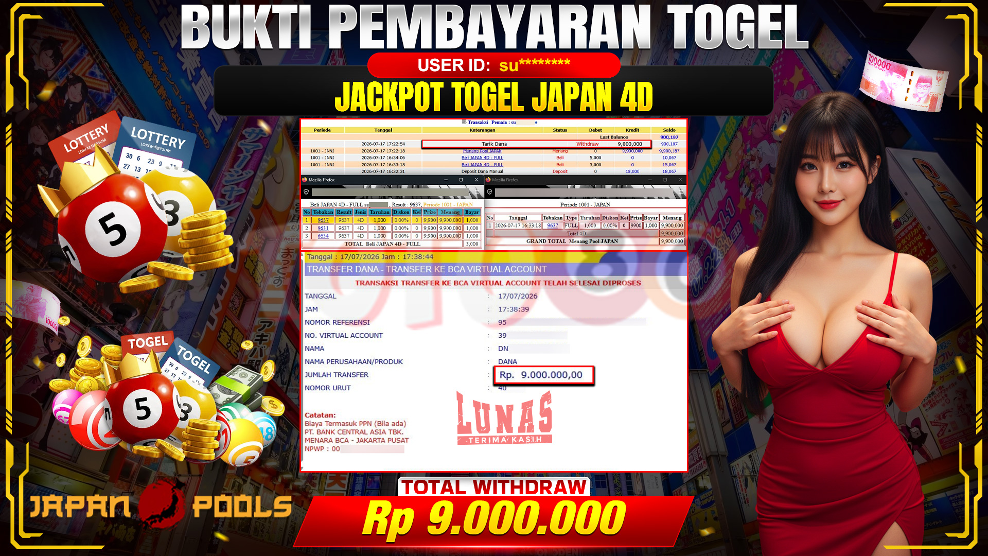 💰🎉 TOTO80 – JACKPOT JAPAN POOLS RP. 9,000,000,- TELAH DIBAYARKAN! 💰🎉