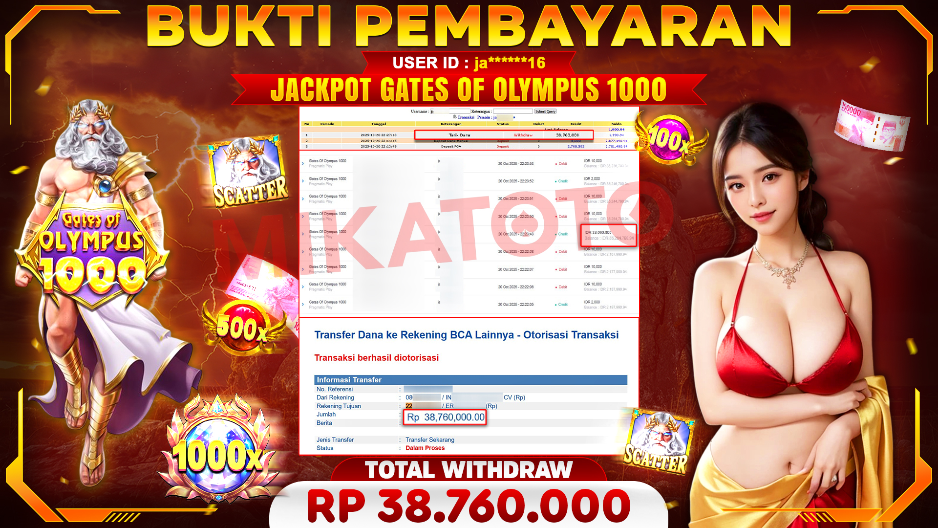 🏆 SELAMAT KEPADA PEMENANG JACKPOT DI Gates Of Olympus 1000 - Pragmatic Play 38,760,000🏆