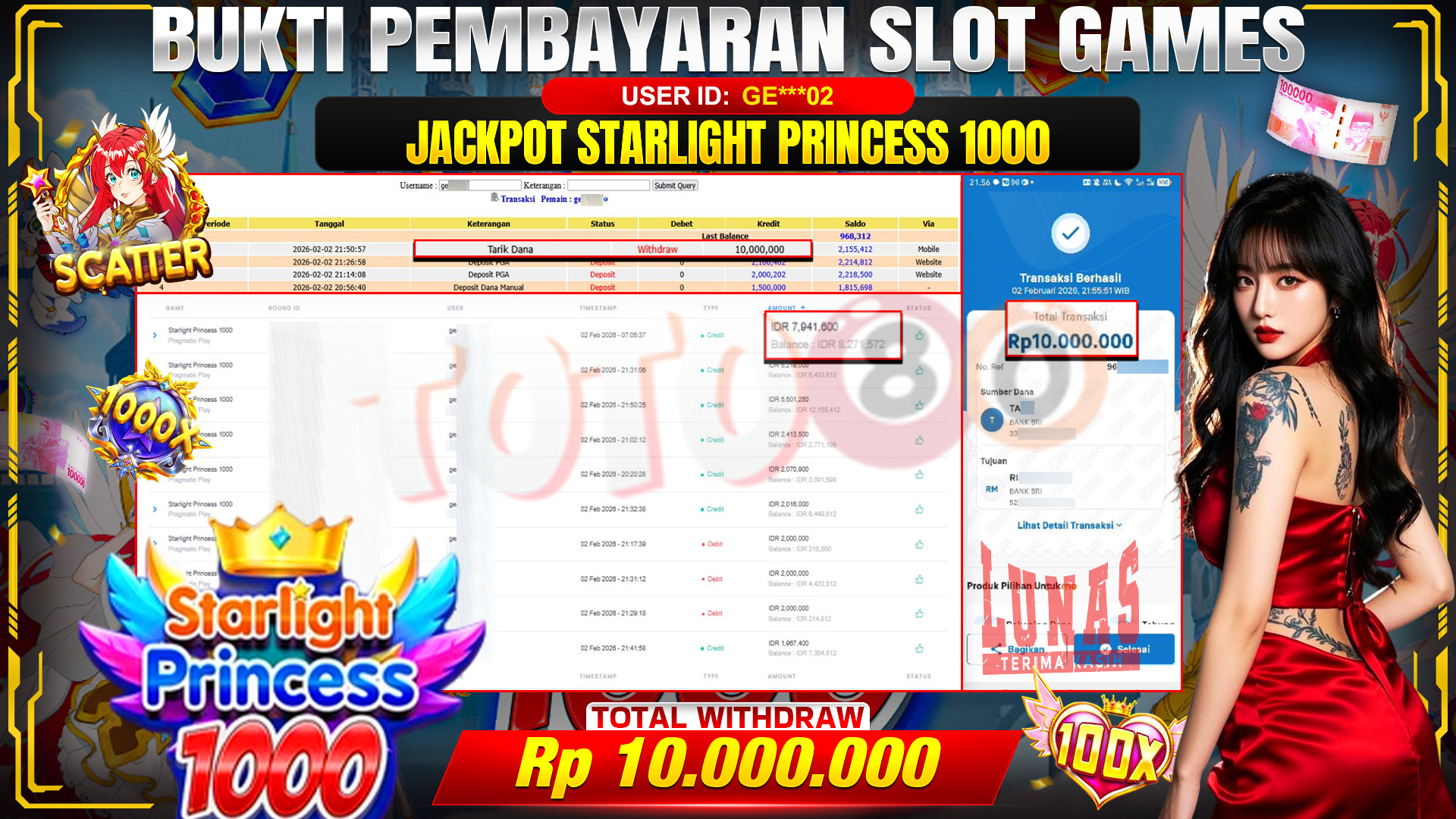 🎉 TOTO80 – JACKPOT SLOT STARLIGHT PRINCES 1000 RP. 10,000,000,- TELAH DIBAYARKAN! 🎉