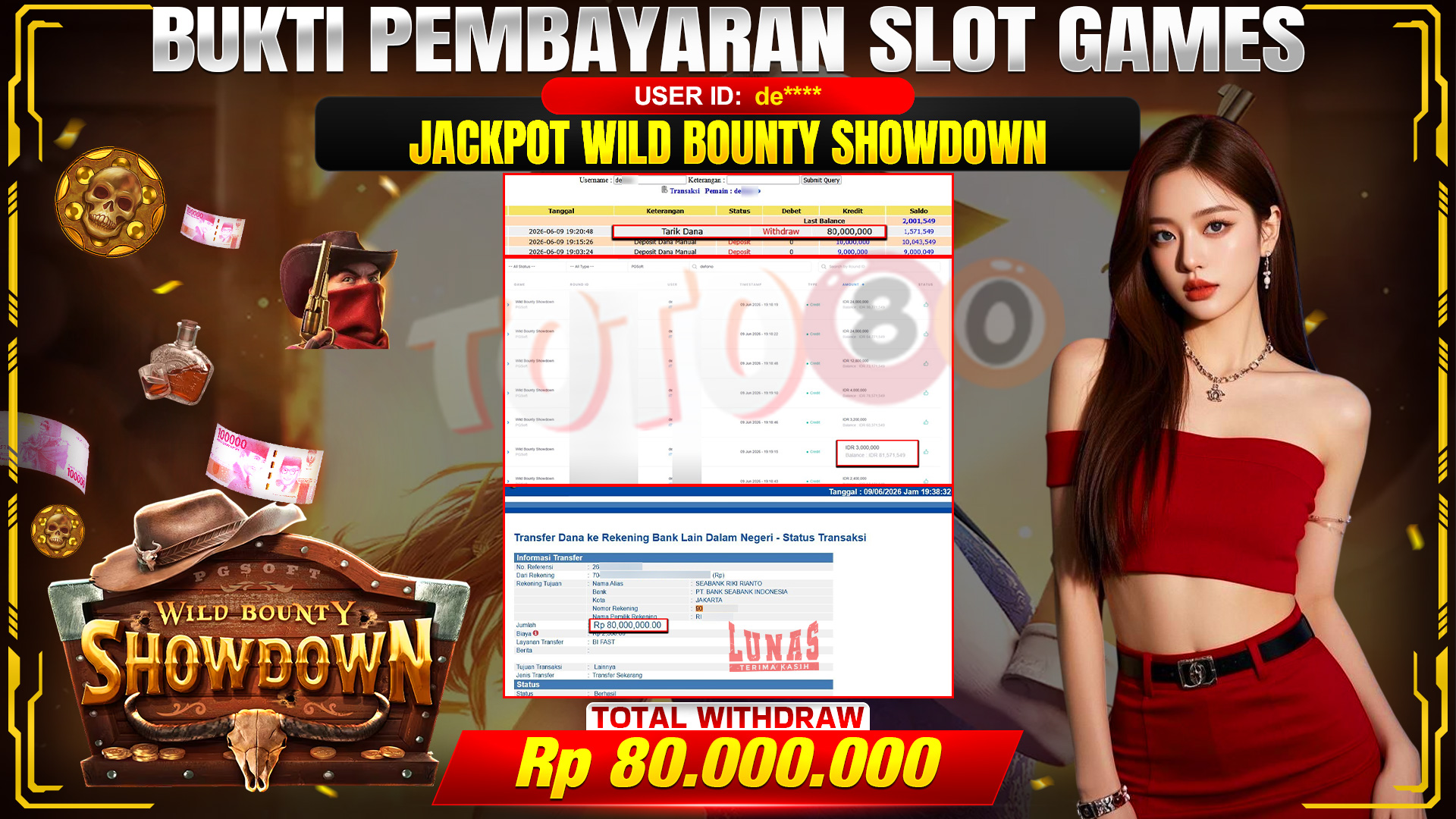 💰🎉  TOTO80 – JACKPOT SLOT WILD BOUNTY SHOWDOWN RP. 80,000,000- TELAH DIBAYARKAN! 💰🎉 