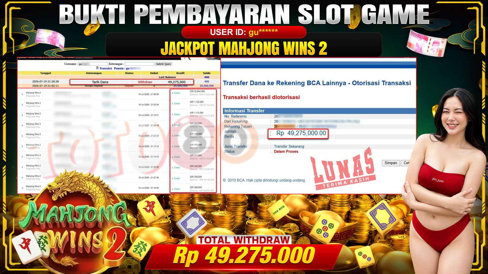 💰🎉TOTO80 – JACKPOT SLOT MAHJONG WINS 2  RP. 49,275,000,- TELAH DIBAYARKAN! 💰🎉