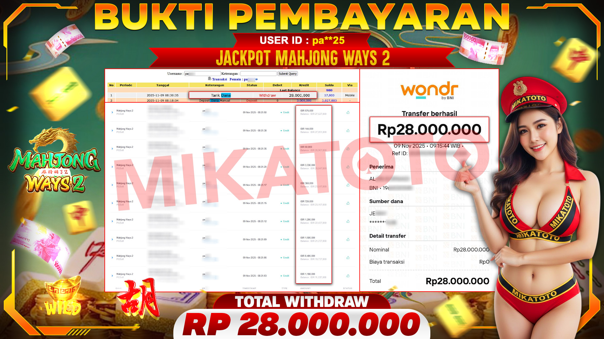 🏆 SELAMAT KEPADA PEMENANG JACKPOT DI Mahjong Ways 2 - PGSoft 28,000,000🏆