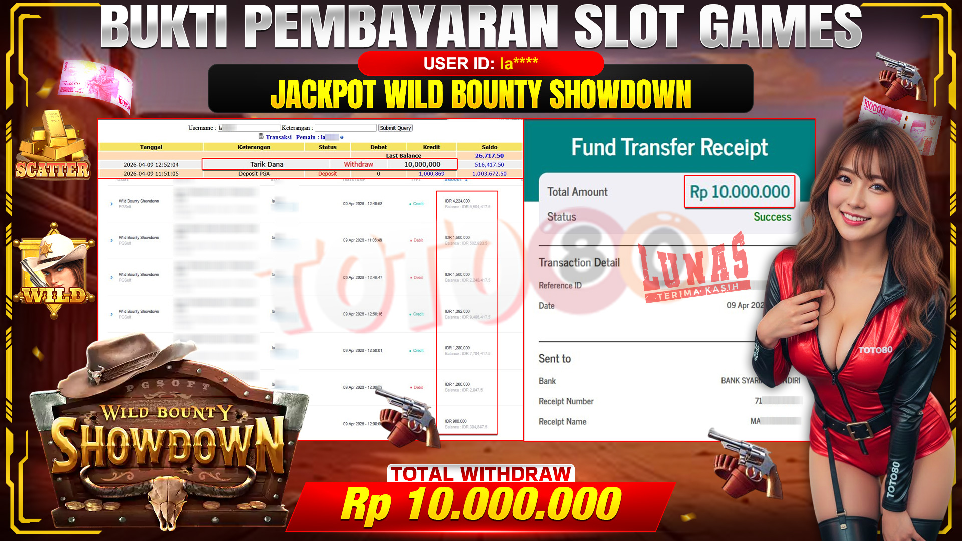 💰🎉 TOTO80 – JACKPOT SLOT WILD BOUNTY SHOWDOWN RP. 10,000,000,- TELAH DIBAYARKAN!💰🎉