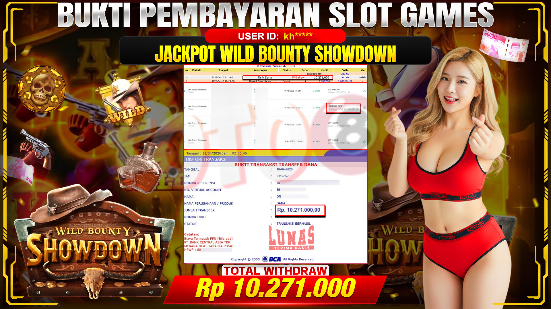 💰🎉 TOTO80 – JACKPOT SLOT WILD BOUNTY SHOWDOWN RP. 10,271,000,- TELAH DIBAYARKAN!💰🎉