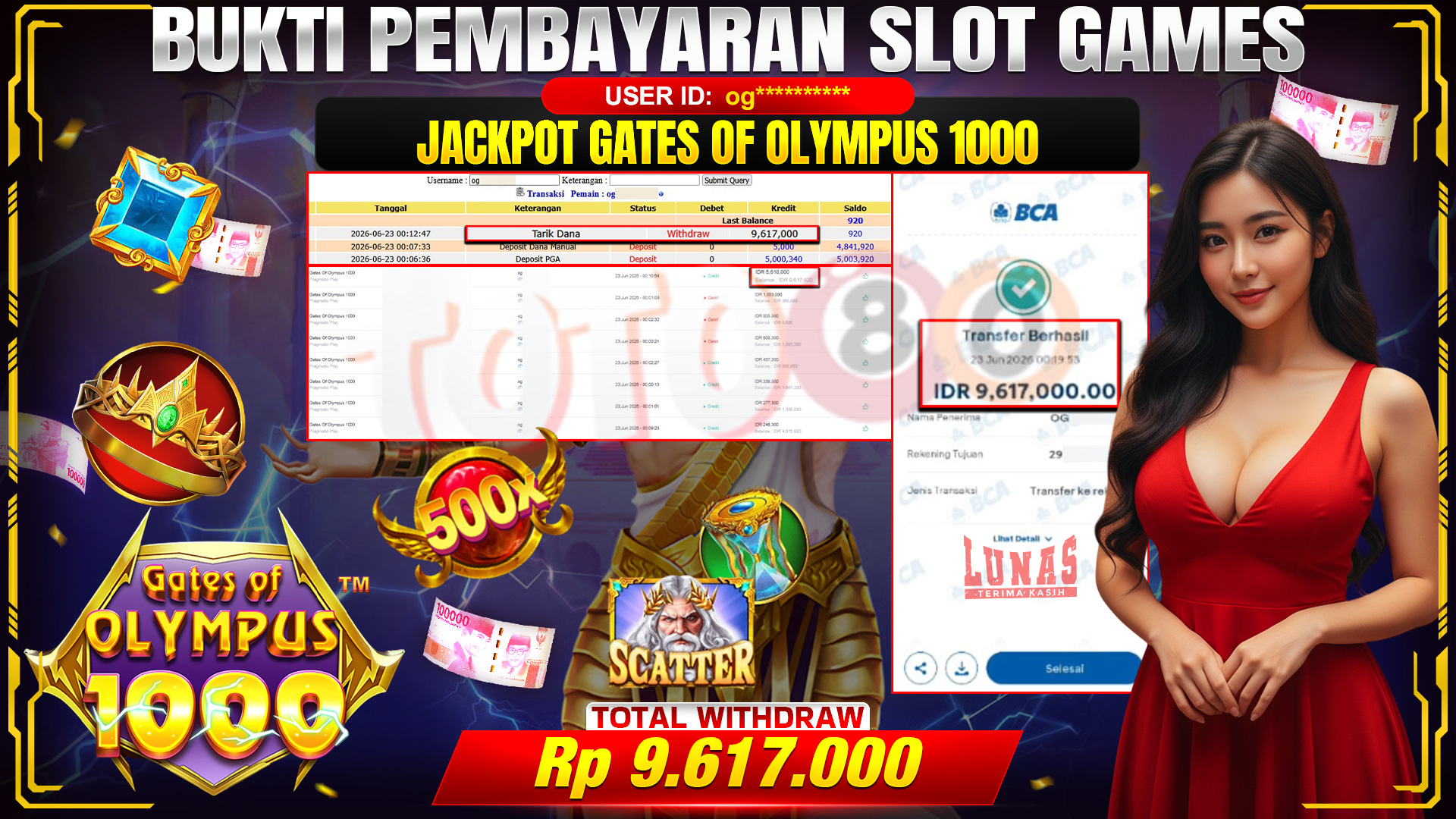 💰🎉 TOTO80 – JACKPOT SLOT GATES OF OLYMPUS 1000  RP. 9,617,000,- TELAH DIBAYARKAN!💰🎉