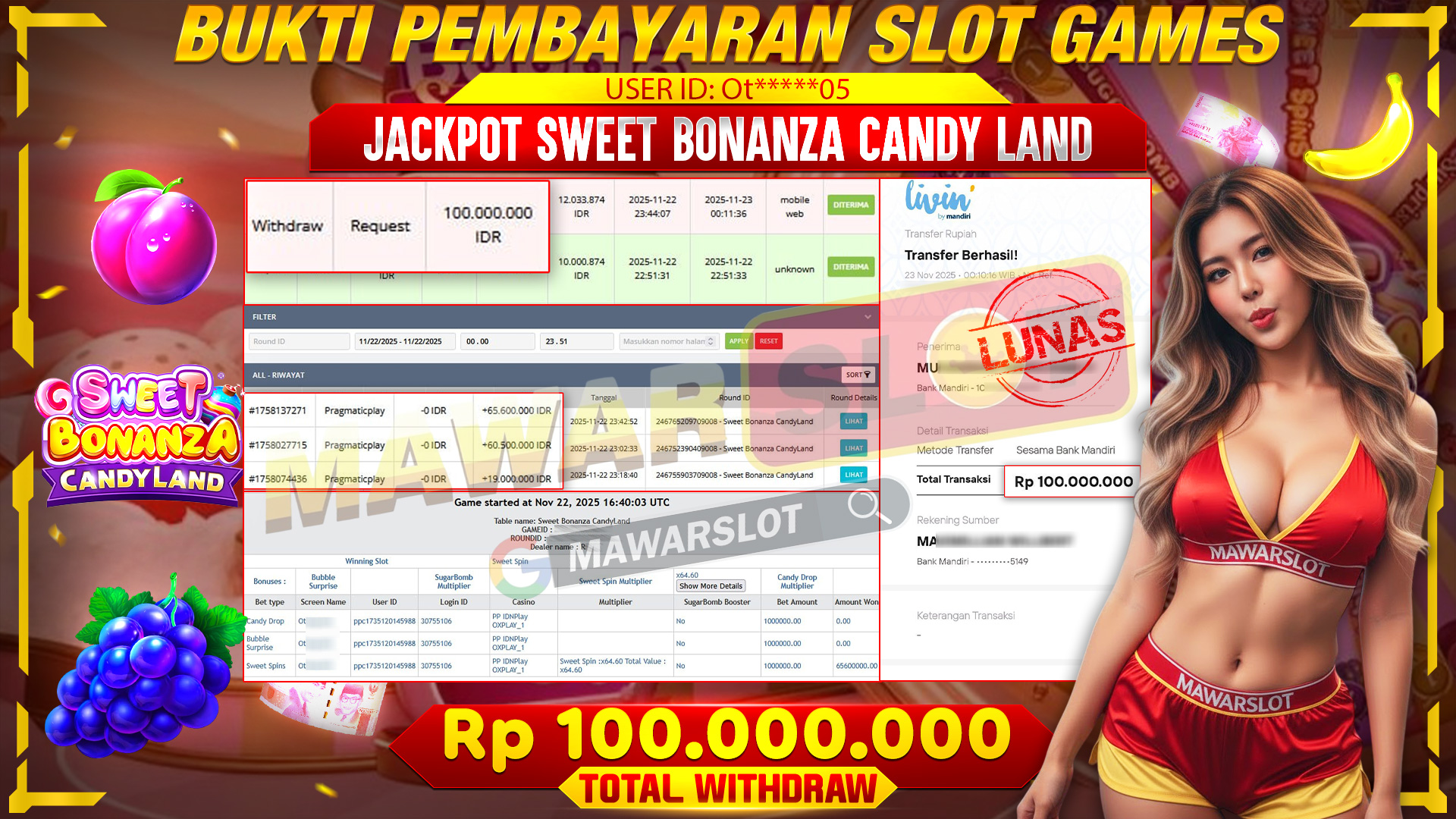 Manis banget! 🍬 Jackpot 100 JUTA mendarat mulus di Sweet Bonanza CandyLand!