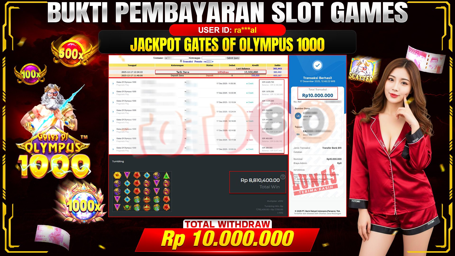 🎉 TOTO80 – JACKPOT SLOT GATES OF OLYMPUS 1000 RP. 10,000,000,- TELAH DIBAYARKAN! 🎉
