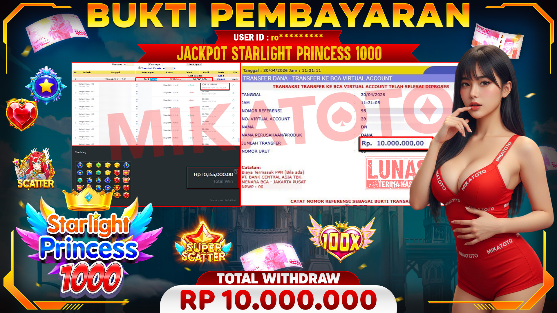 🏆 SELAMAT KEPADA PEMENANG JACKPOT DI Starlight Princess 1000 - Pragmatic Play 10,000,000🏆