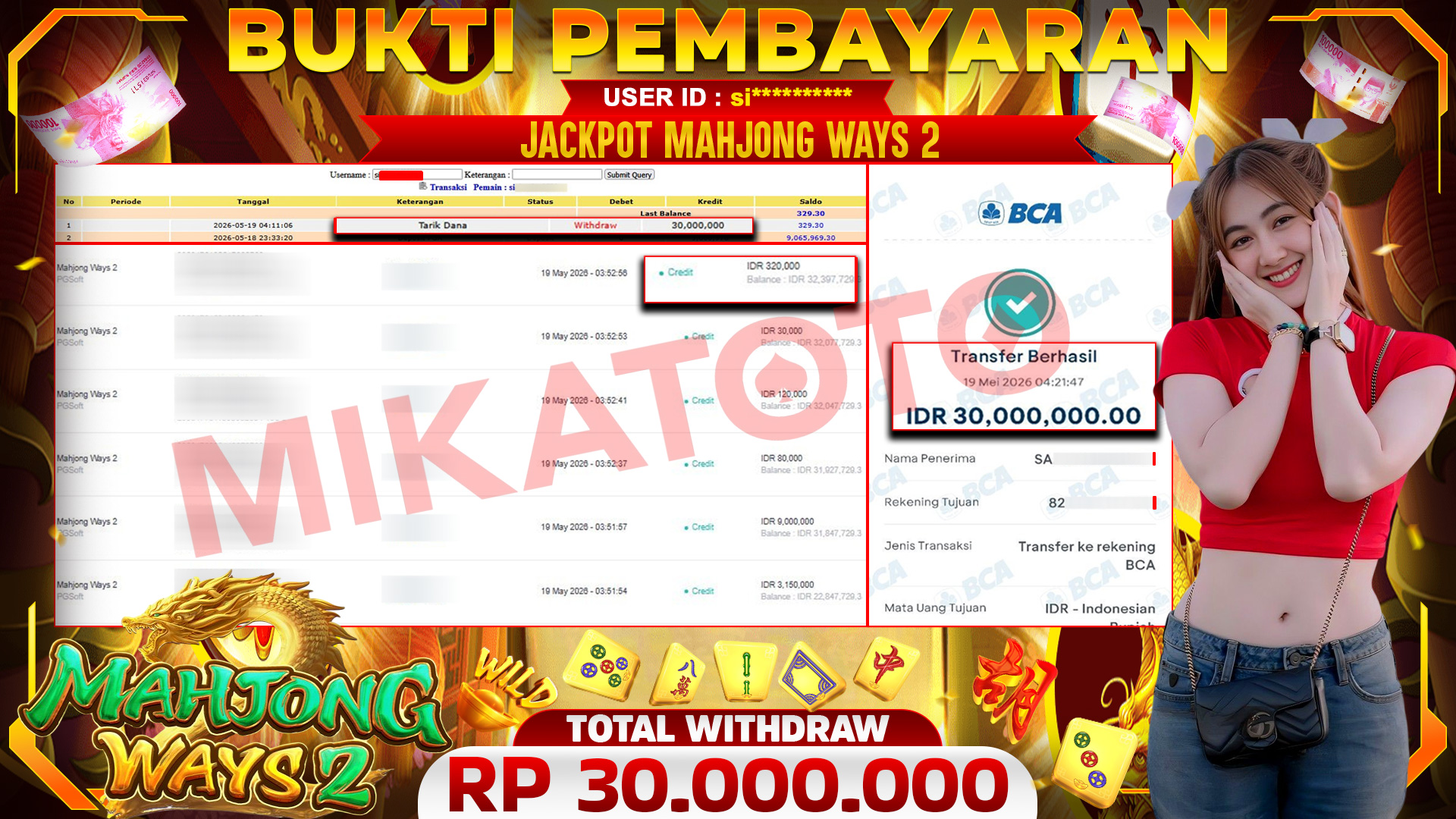 🏆 SELAMAT KEPADA PEMENANG JACKPOT DI Mahjong Ways 2 - PGSoft 30,000,000🏆