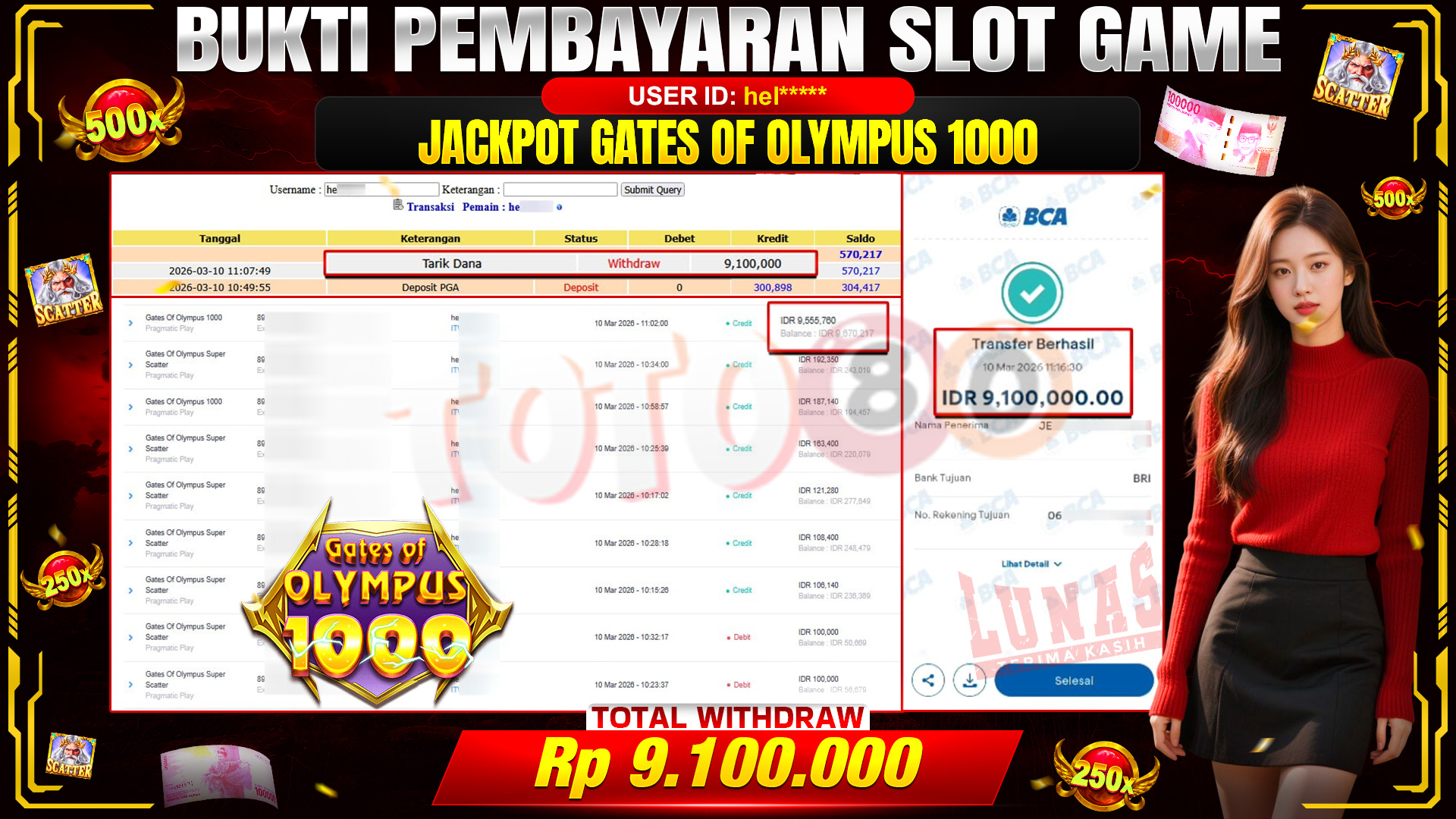 🎉🕯 TOTO80 – JACKPOT SLOT GATES OF OLIMPUS 1000 RP. 9,100,000,- TELAH DIBAYARKAN! 🕯🎉