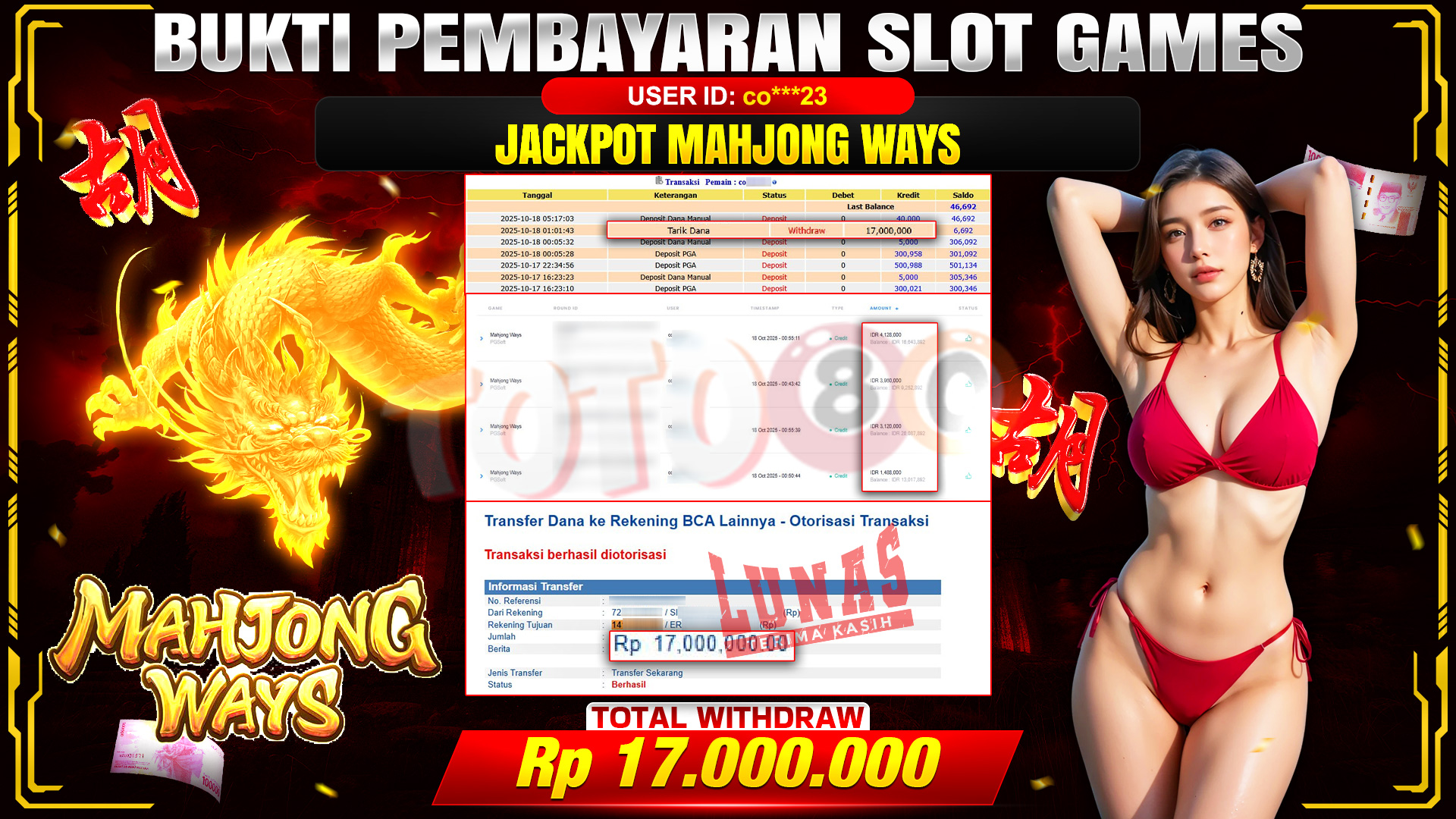 🎉 TOTO80 – JACKPOT SLOT MAHJONG WAYS RP.17.000.000,- TELAH DIBAYARKAN! 🎉