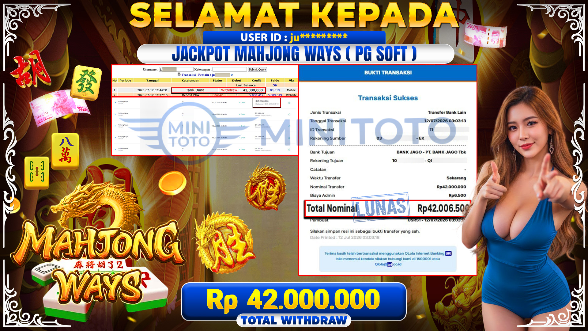 BUKTI JACKPOT MAHJONG WAYS  - PG SOFT