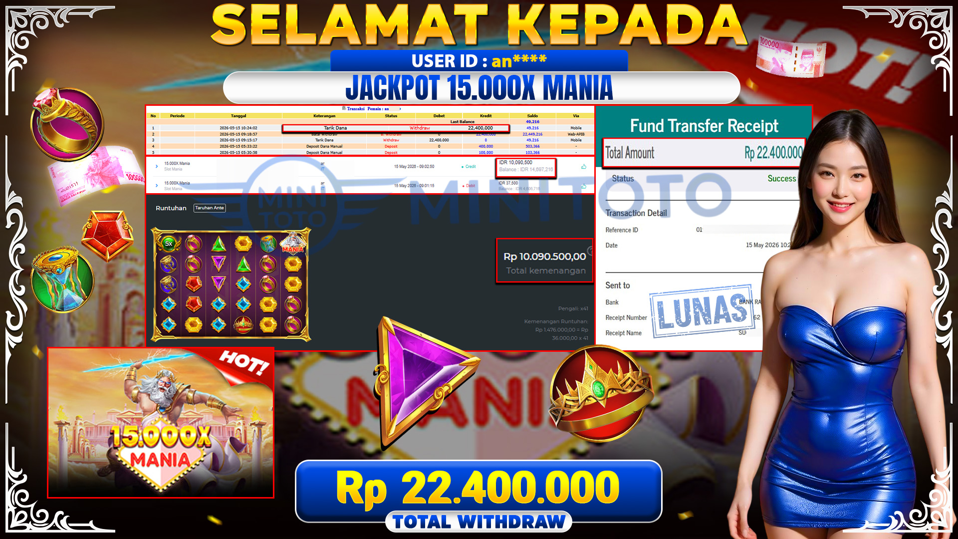 BUKTI JACPOT  15.000X Mania  - Slot Mania