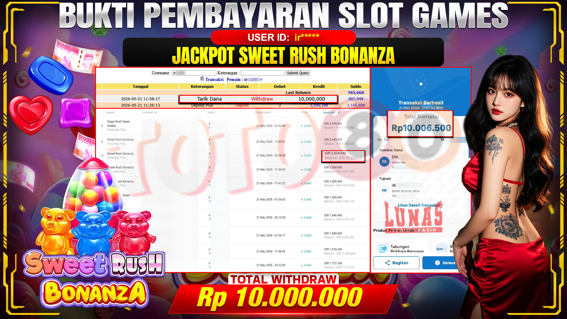 💰🎉 TOTO80 – JACKPOT SLOT SWEET RUSH BONANZA RP. 10,000,000,- TELAH DIBAYARKAN!💰🎉