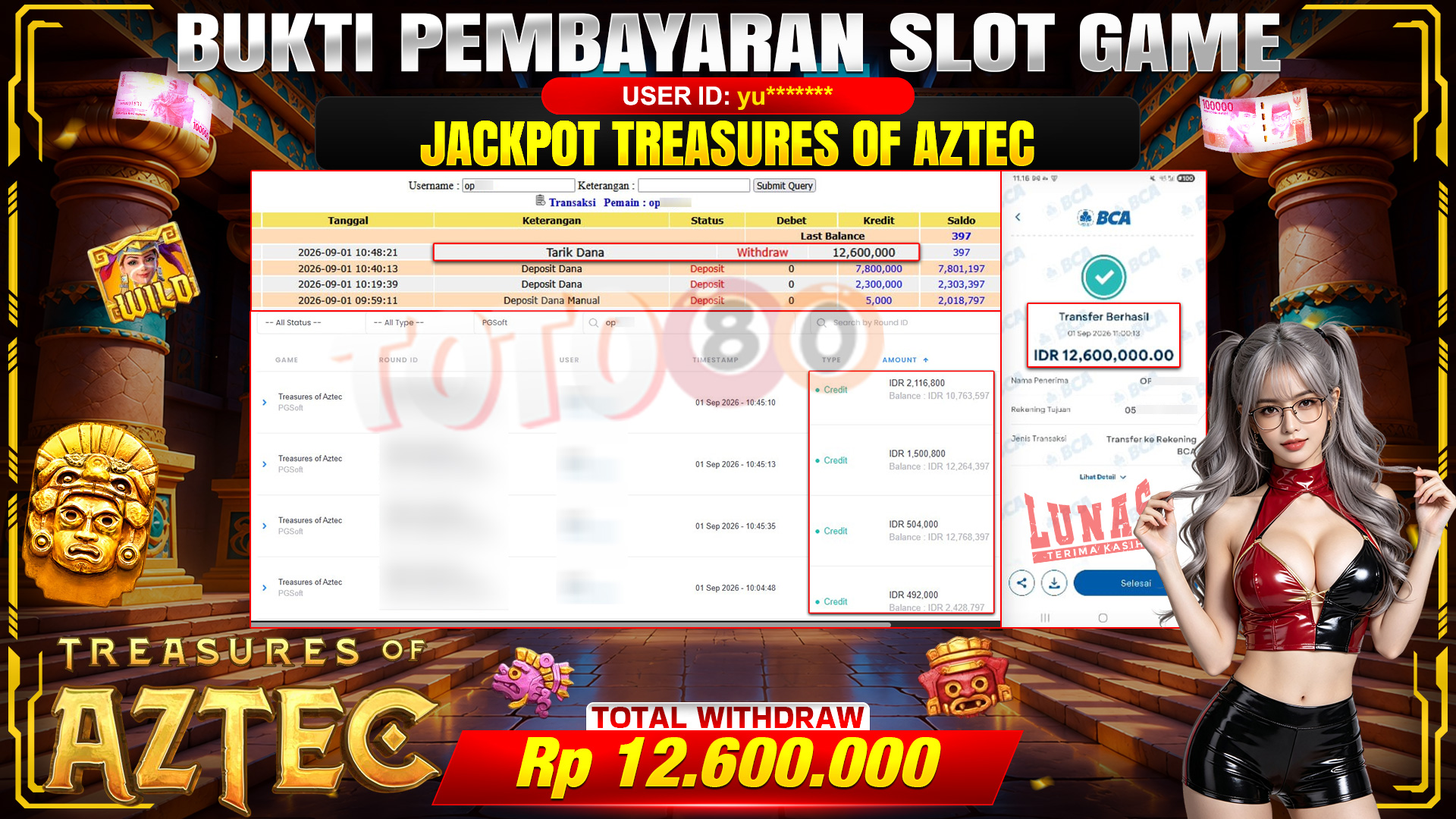 💰🎉 TOTO80 – JACKPOT TREASURE OF AZTECS RP. 12,600,000,- TELAH DIBAYARKAN! 💰🎉