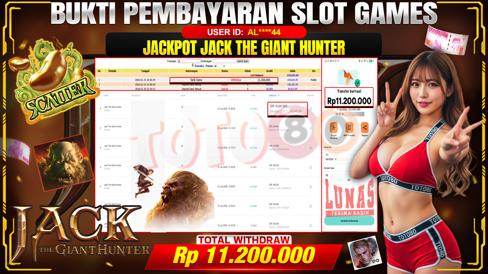 🎉 TOTO80 – JACKPOT JACK THE GIANT HUNTER RP. 11,200,000,- TELAH DIBAYARKAN! 🎉